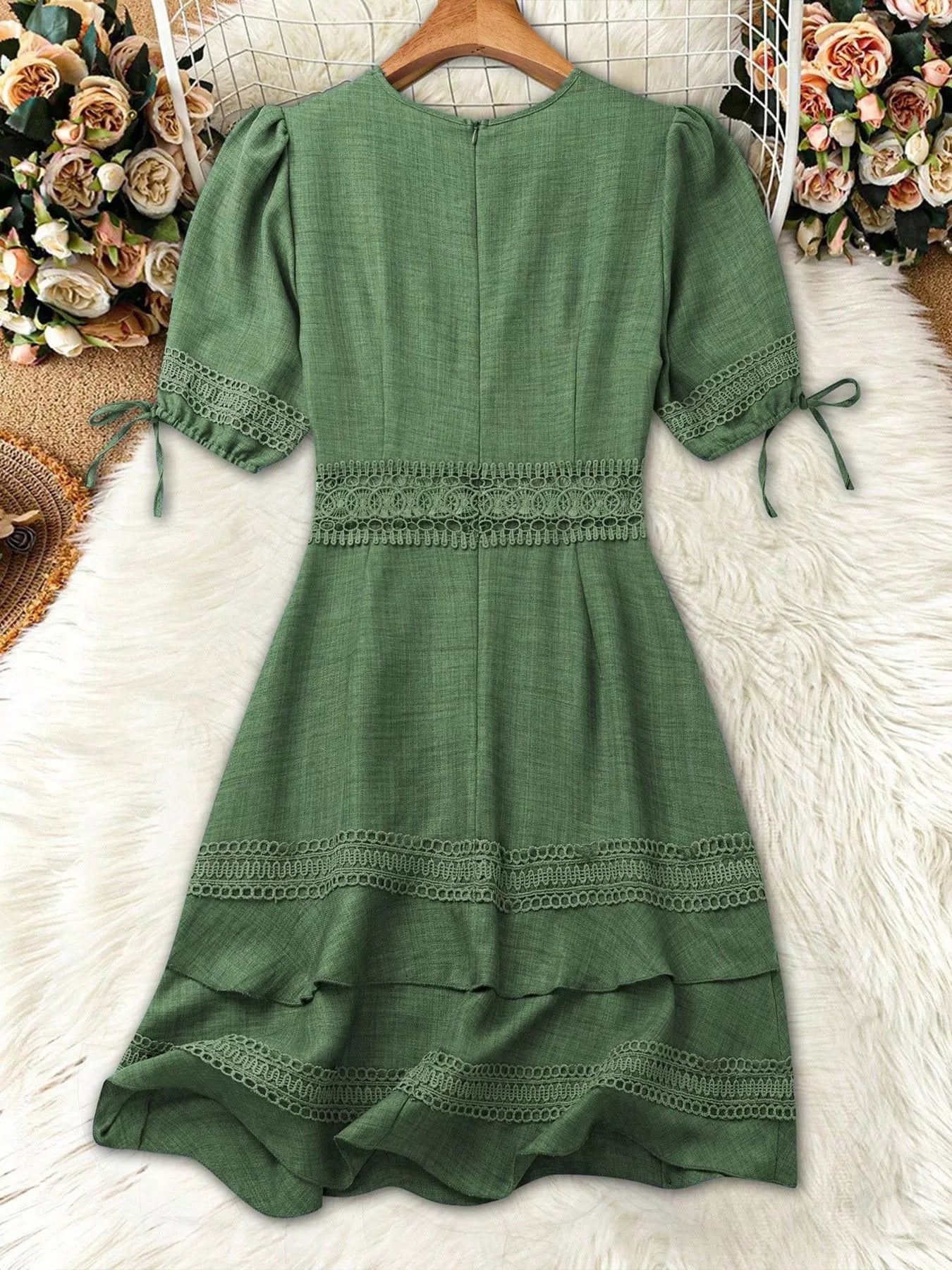 Lace Detail V-Neck Mini Dress
