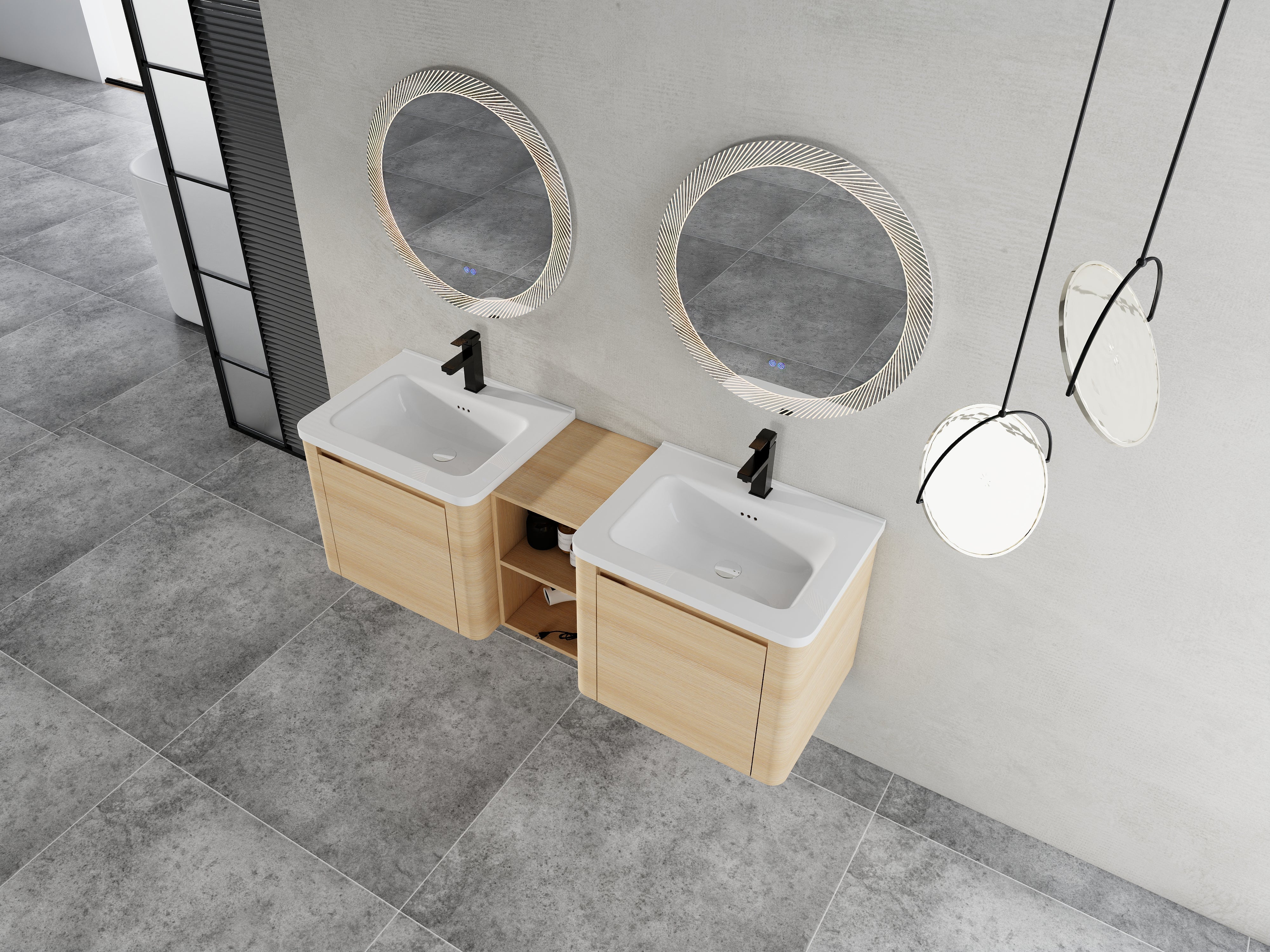 60'' Wall-Mounted Bathroom Vanity