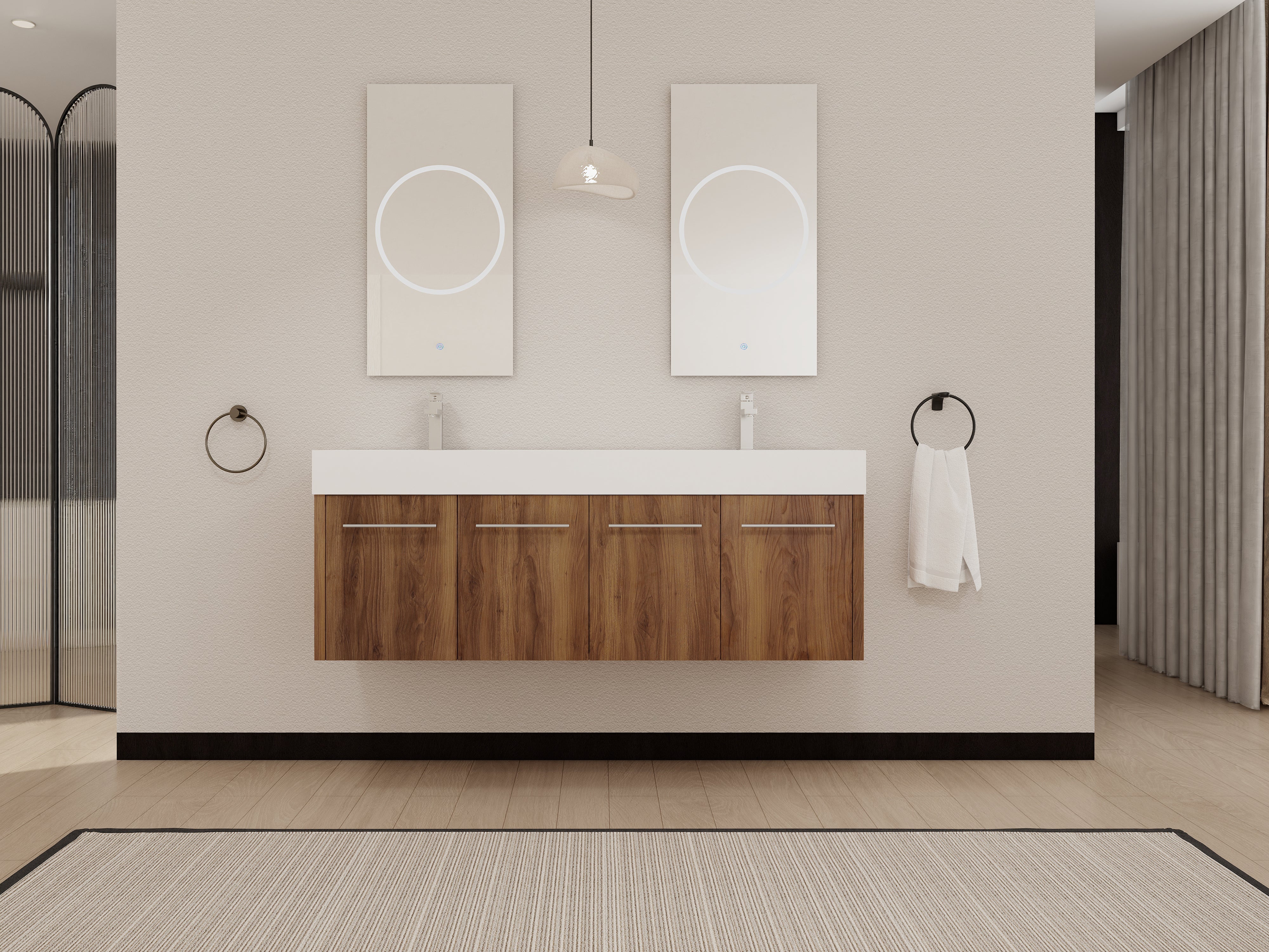 60 Inch Wall-Mounted Bathroom Vanity with Sink