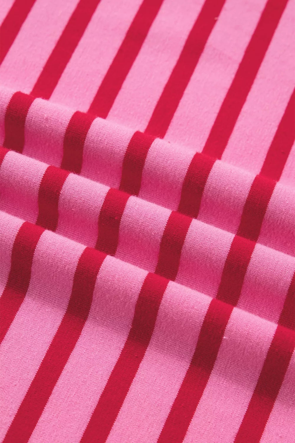Stripe Striped Short Sleeve Scalloped Trim Side Slit Maxi Tee Dress