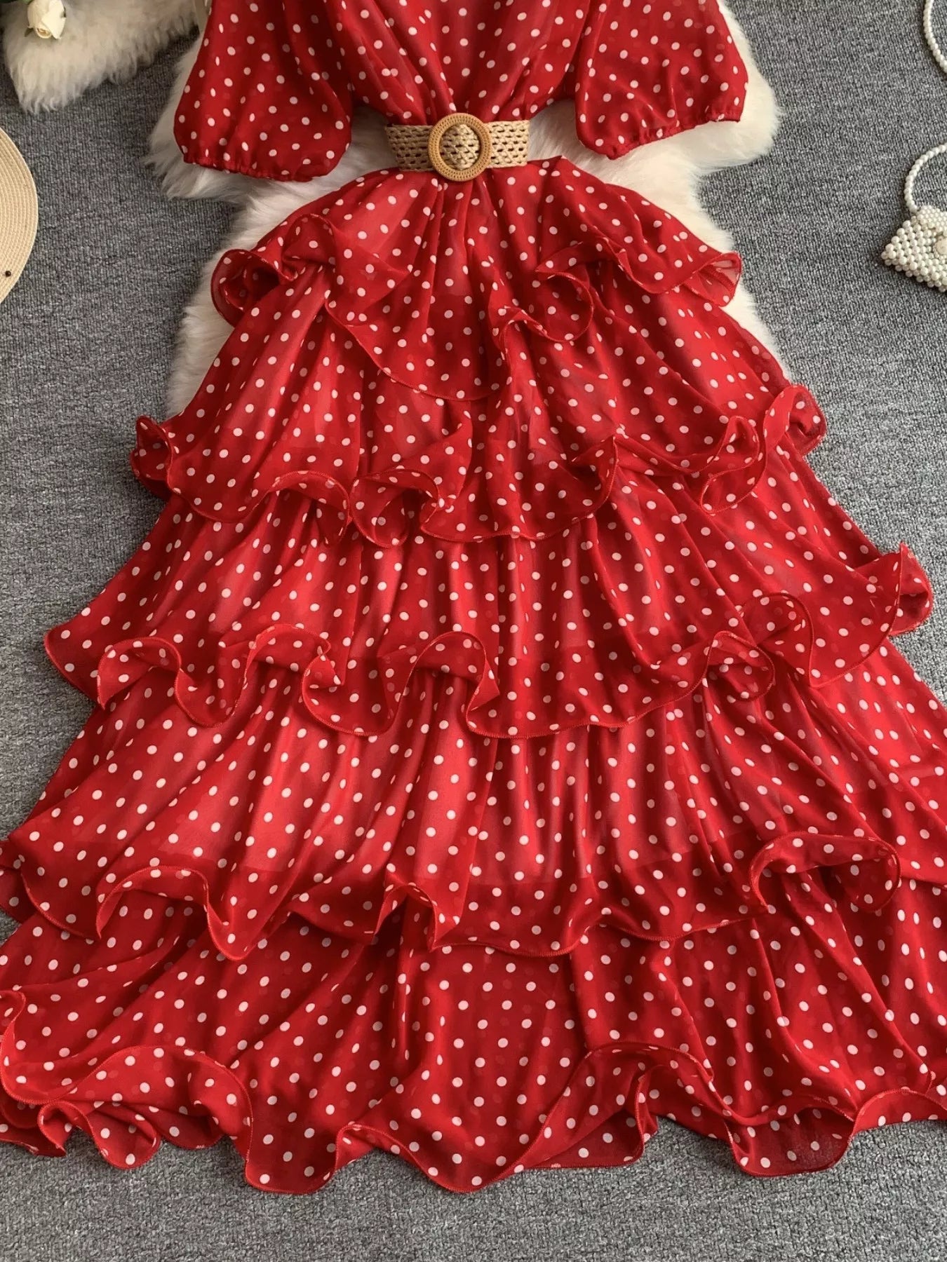 Polka Dot Ruffled Tiered Dress