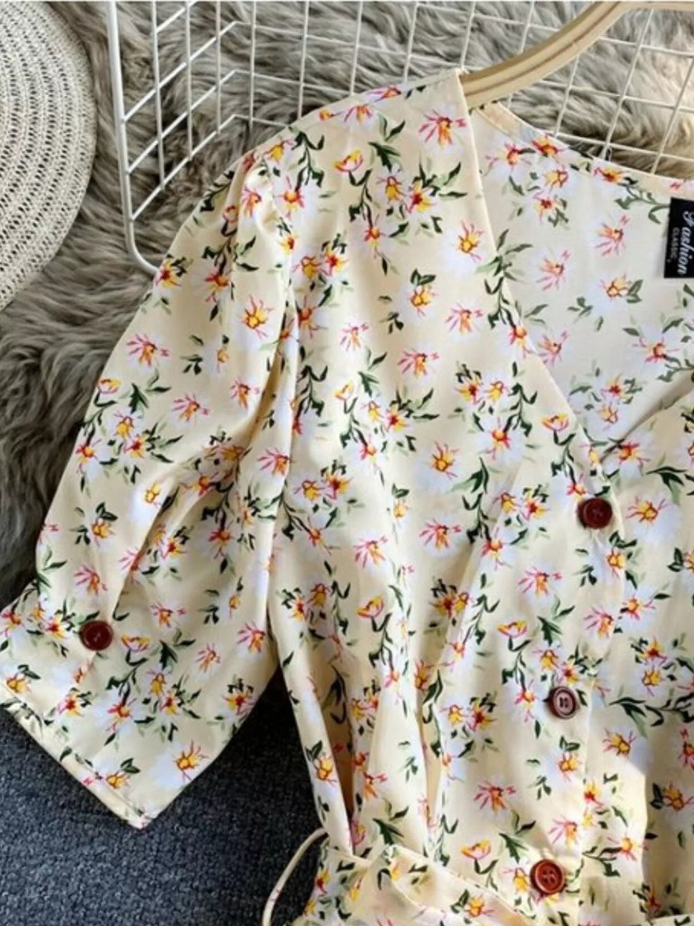 Floral Print V-Neck Midi Dress