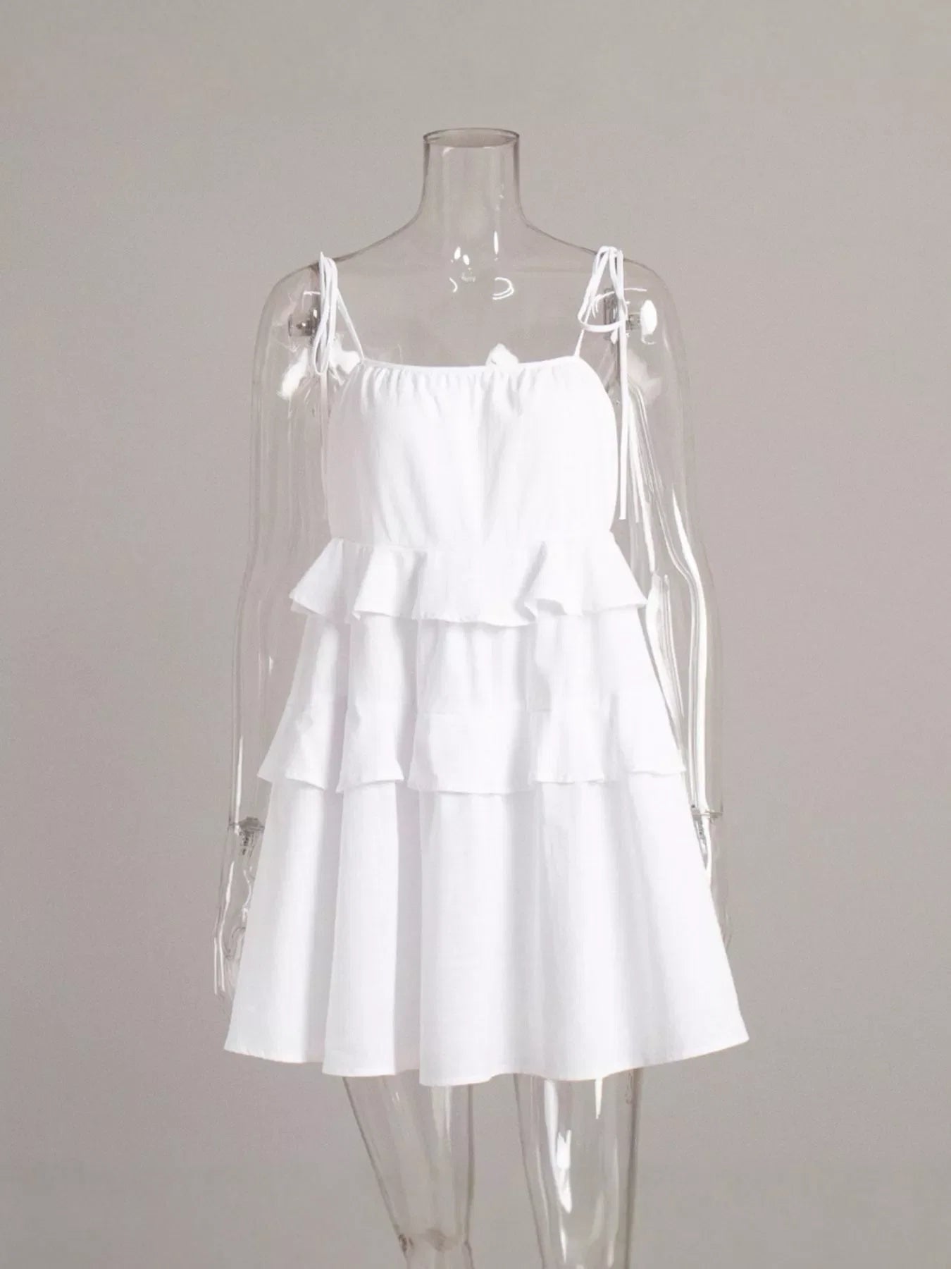 Ruffled Tie Shoulder Mini Dress