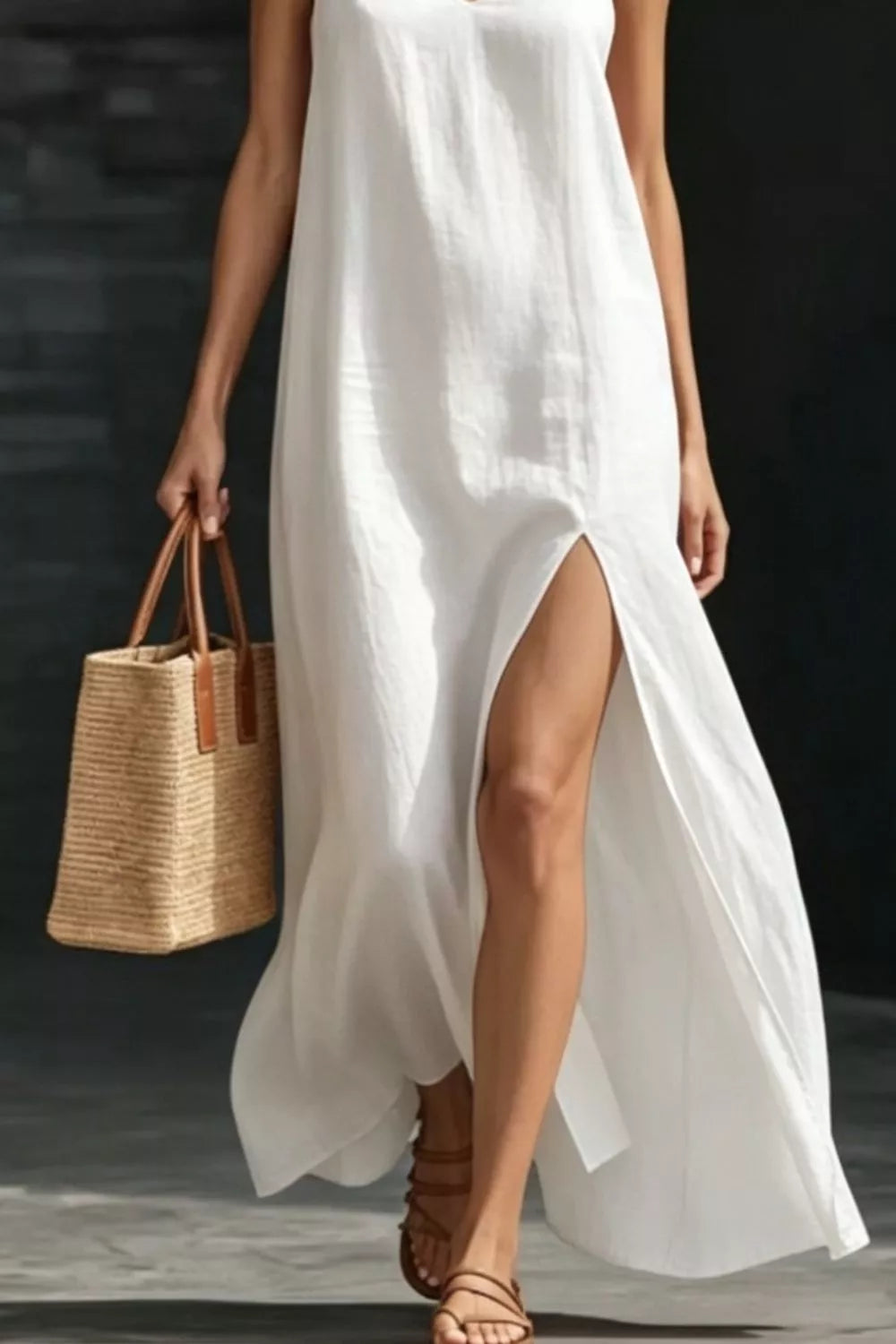 Slit V-Neck Maxi Dress