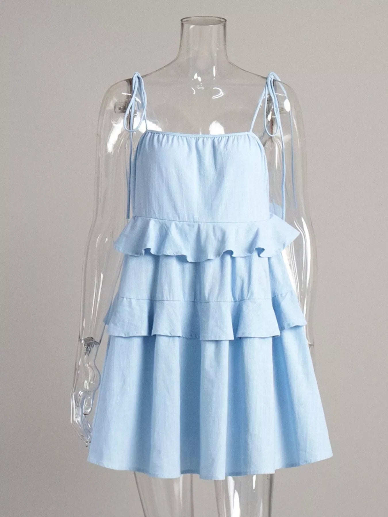 Ruffled Tie Shoulder Mini Dress