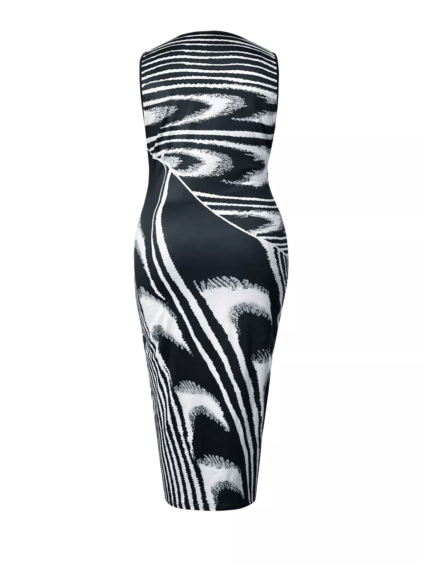 Plus Size Sleeveless Bodycon Maxi Dress with Abstract Print