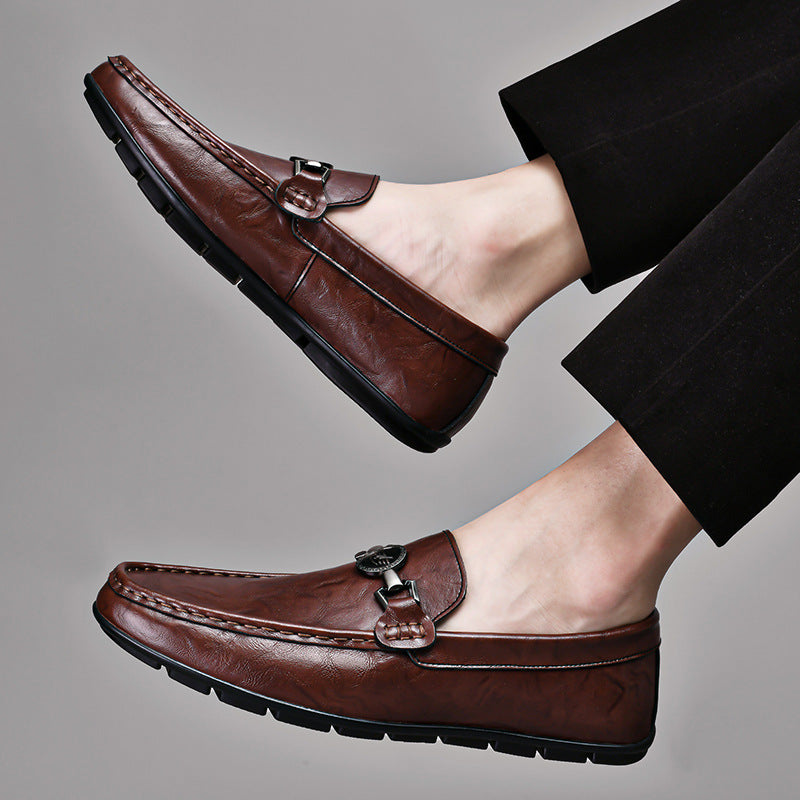 Mens Versatile Trendy Soft-leather Comfortable Casual Leather Shoes