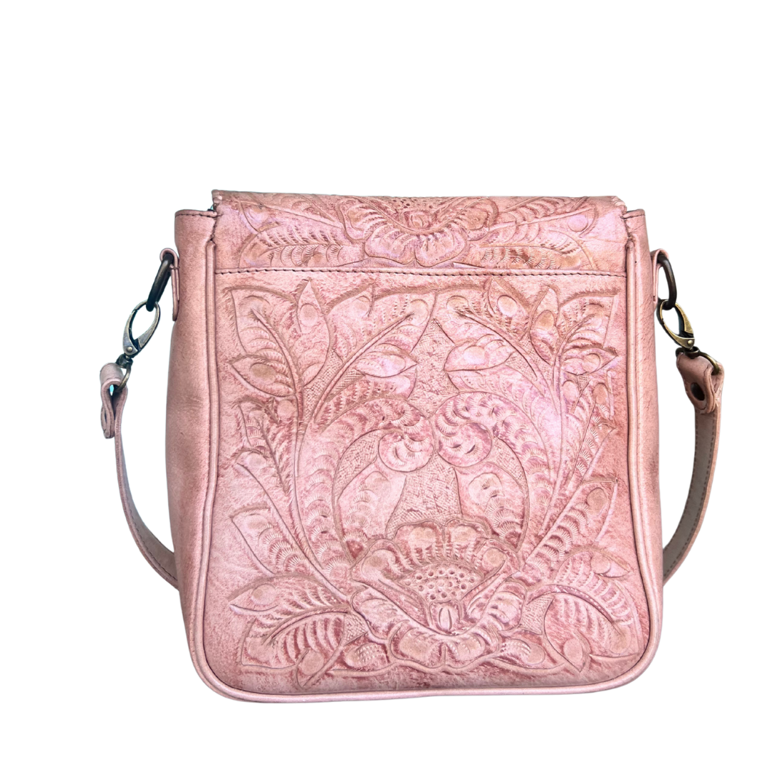 The Kimberly| Hand-Tooled Leather Messenger Bag