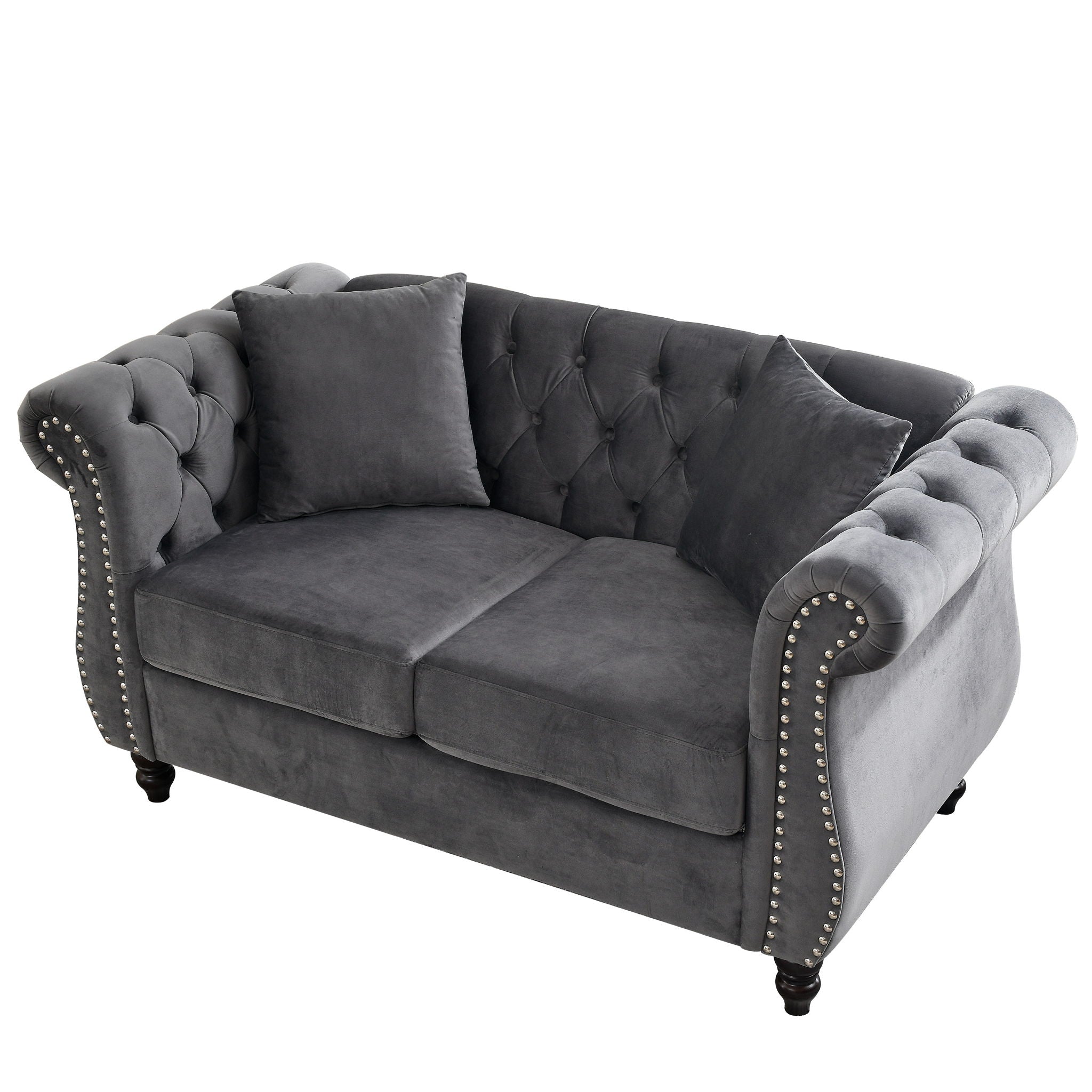 Chesterfield Sofa With Rolled Arms And Nailhead Trim