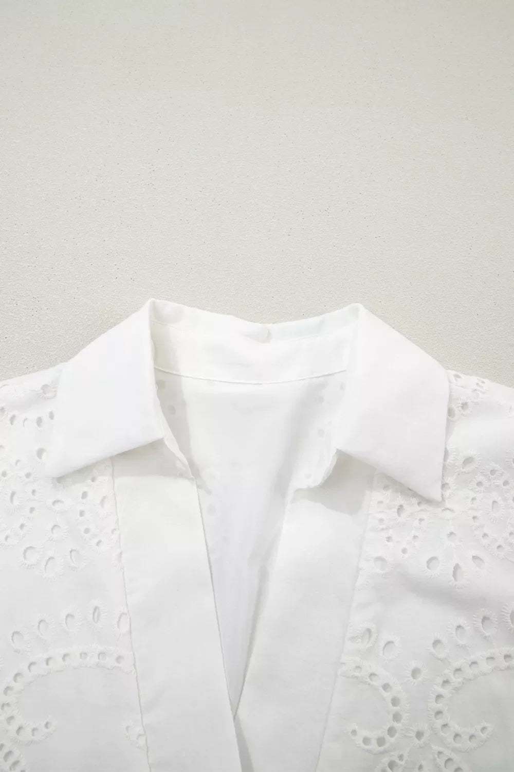 Solid Color Eyelet Embroidered T Shirt Mini Dress