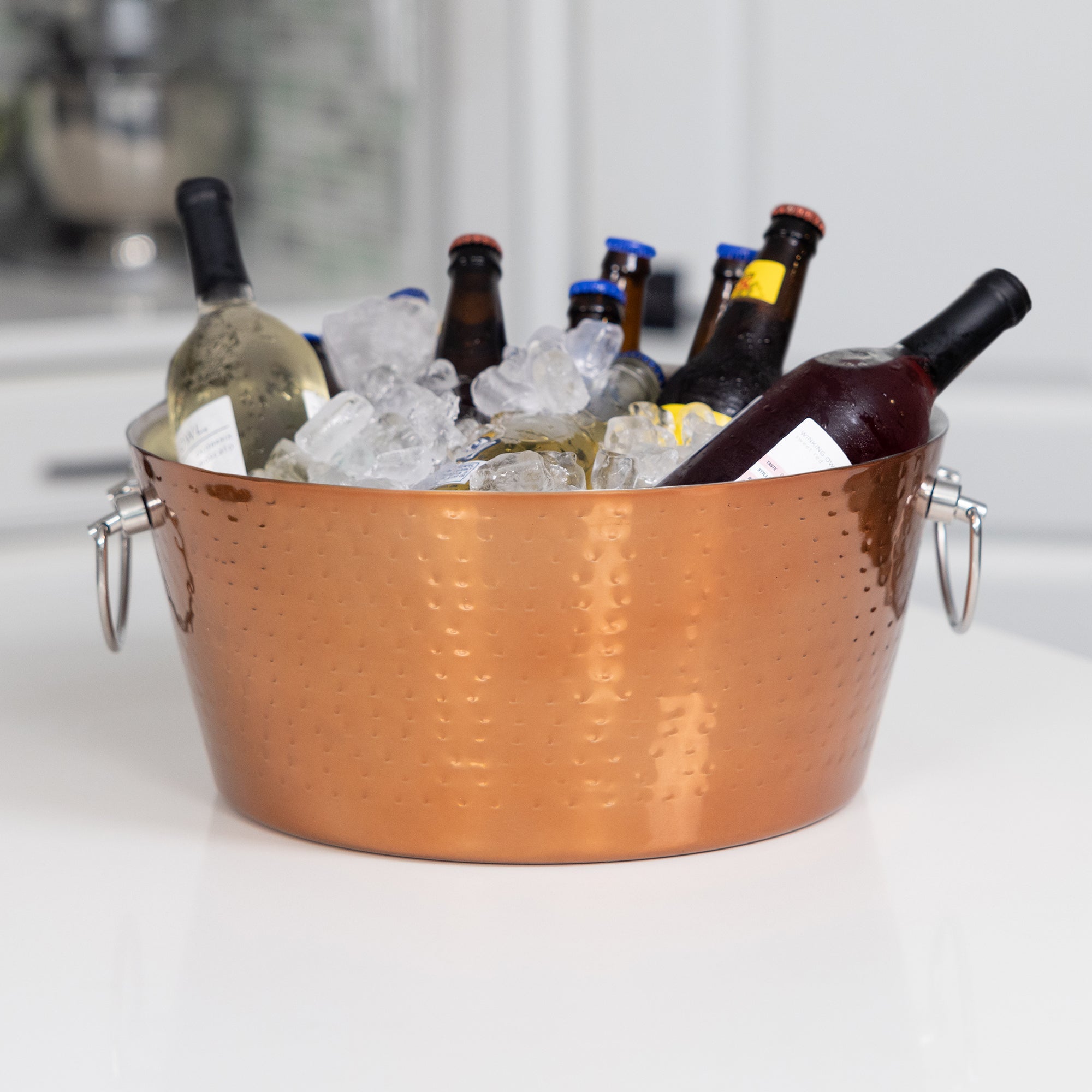 Anchored Rose Copper Stainless Steel Beverage Tub & Drink Chiller – 3 Gallon Double-Wall Insulated | BREKX