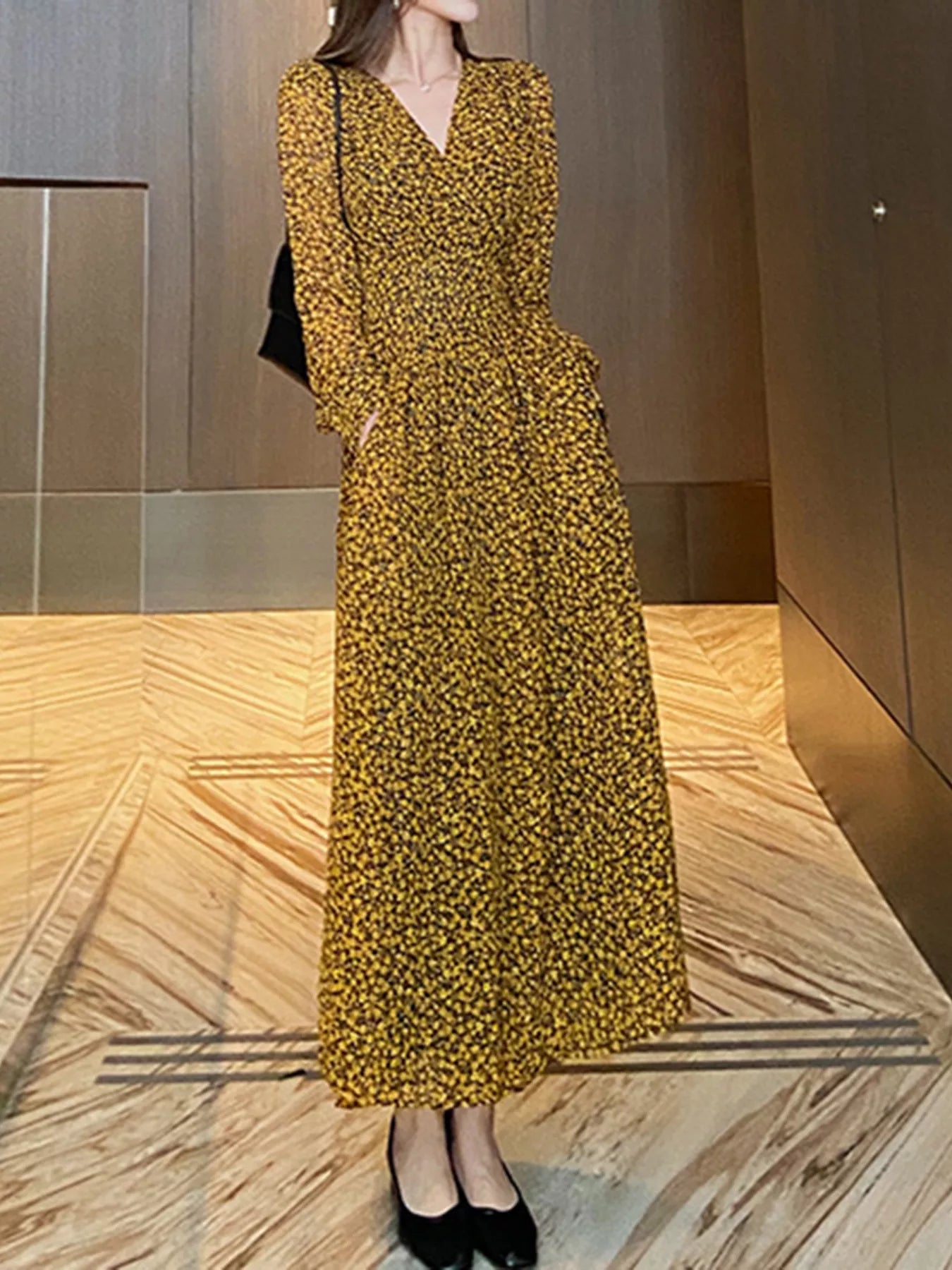 Floral Print Long Sleeve Dress