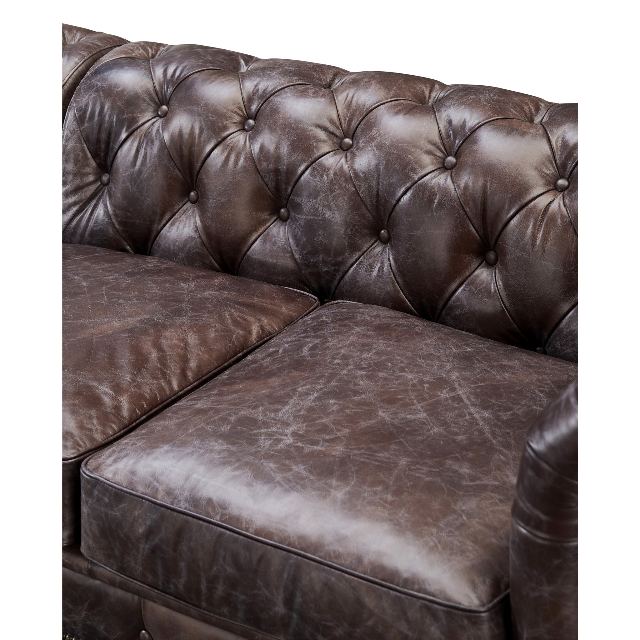 Century Chesterfield Sofa - Dark Brown Leather - 118"