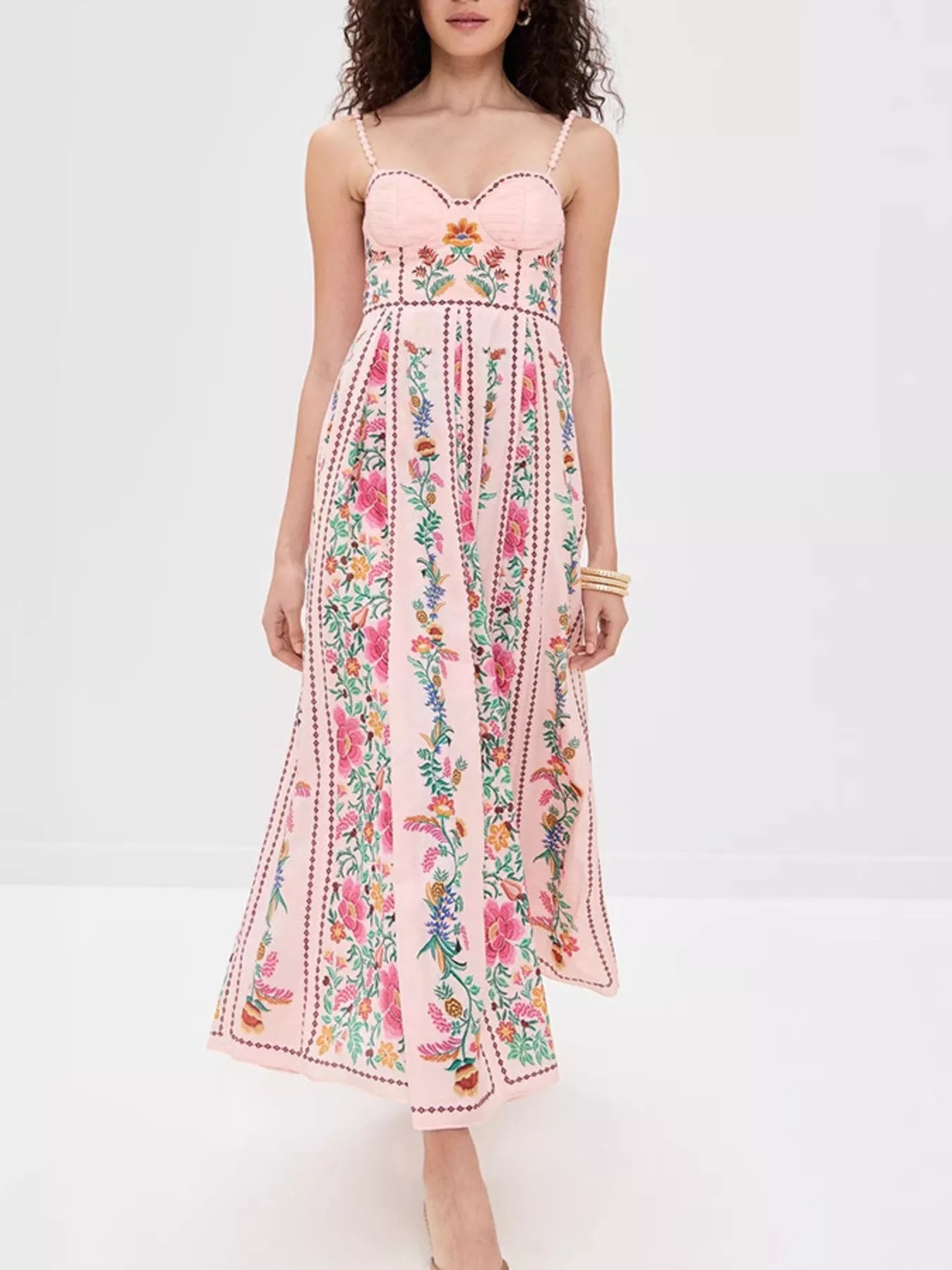 Floral Print Sweetheart Neck Dress