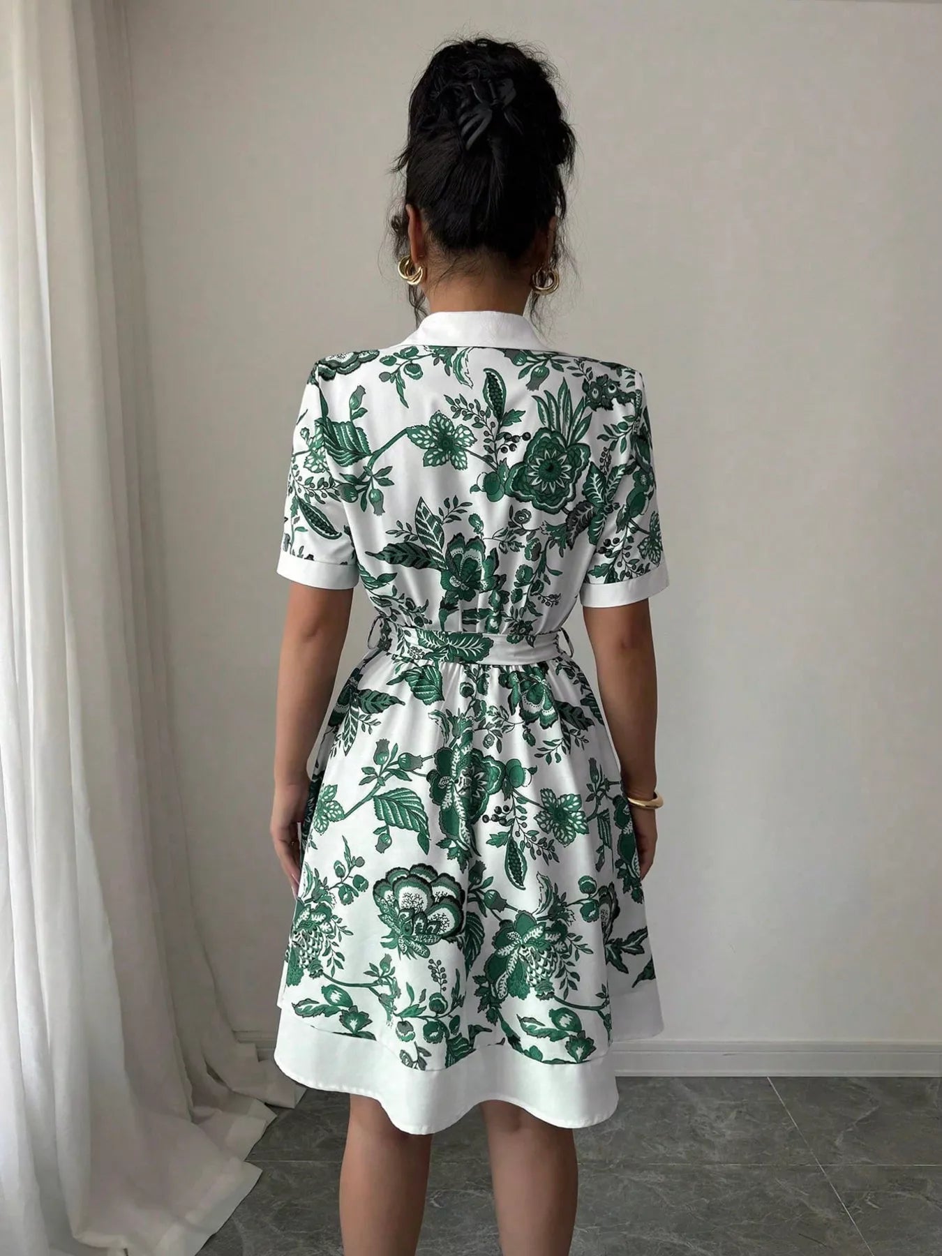 Printed Button Front Mini Dress