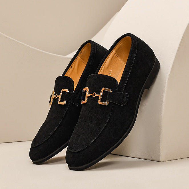Mens Casual Leather Shoes With Metal Buckles