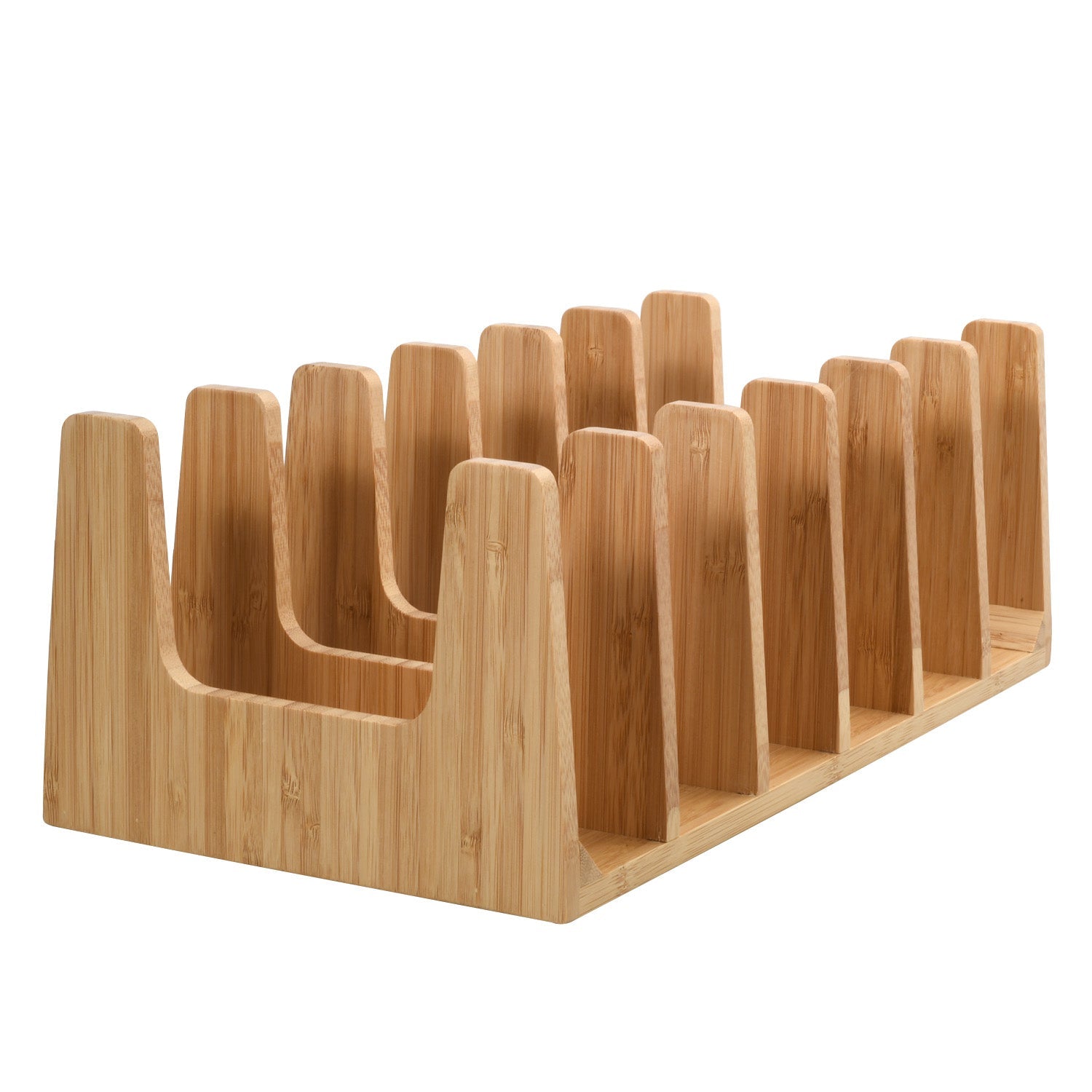 Bamboo Pot Lid Holder & Kitchen Cabinet Organizer – 6 Slot Rack for Pans, Baking Sheets, and Cutting Boards