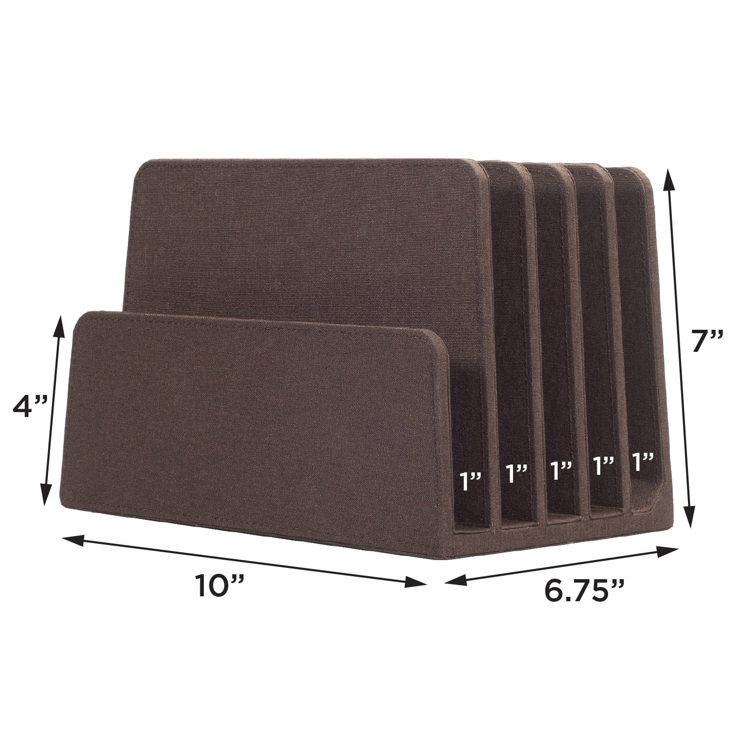 Executive Desk Organizer & Sorter – 5-Slot Dark Brown Wood File Holder for Laptops, Tablets, and Documents