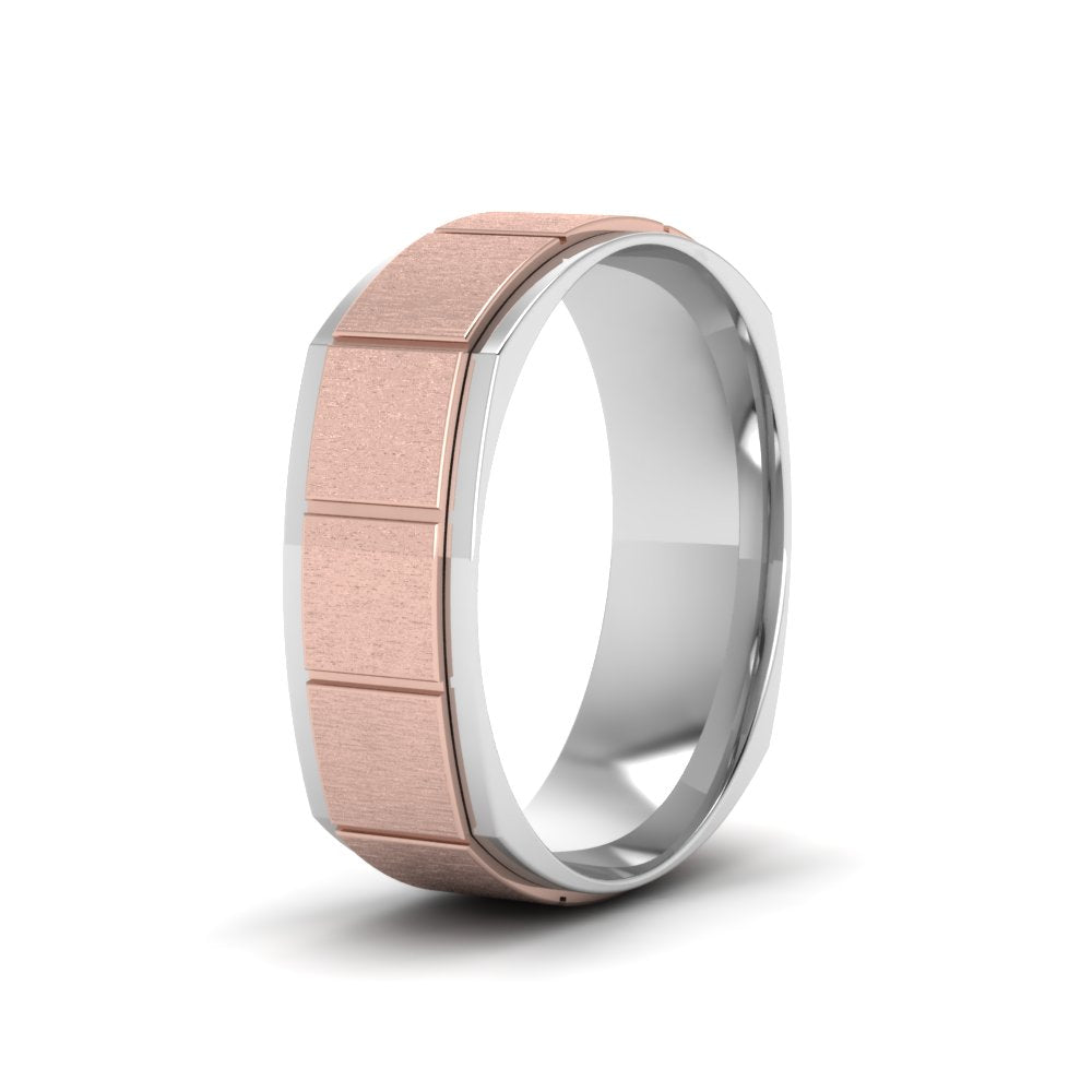 2 Tone Gold Texture Square Band Ring