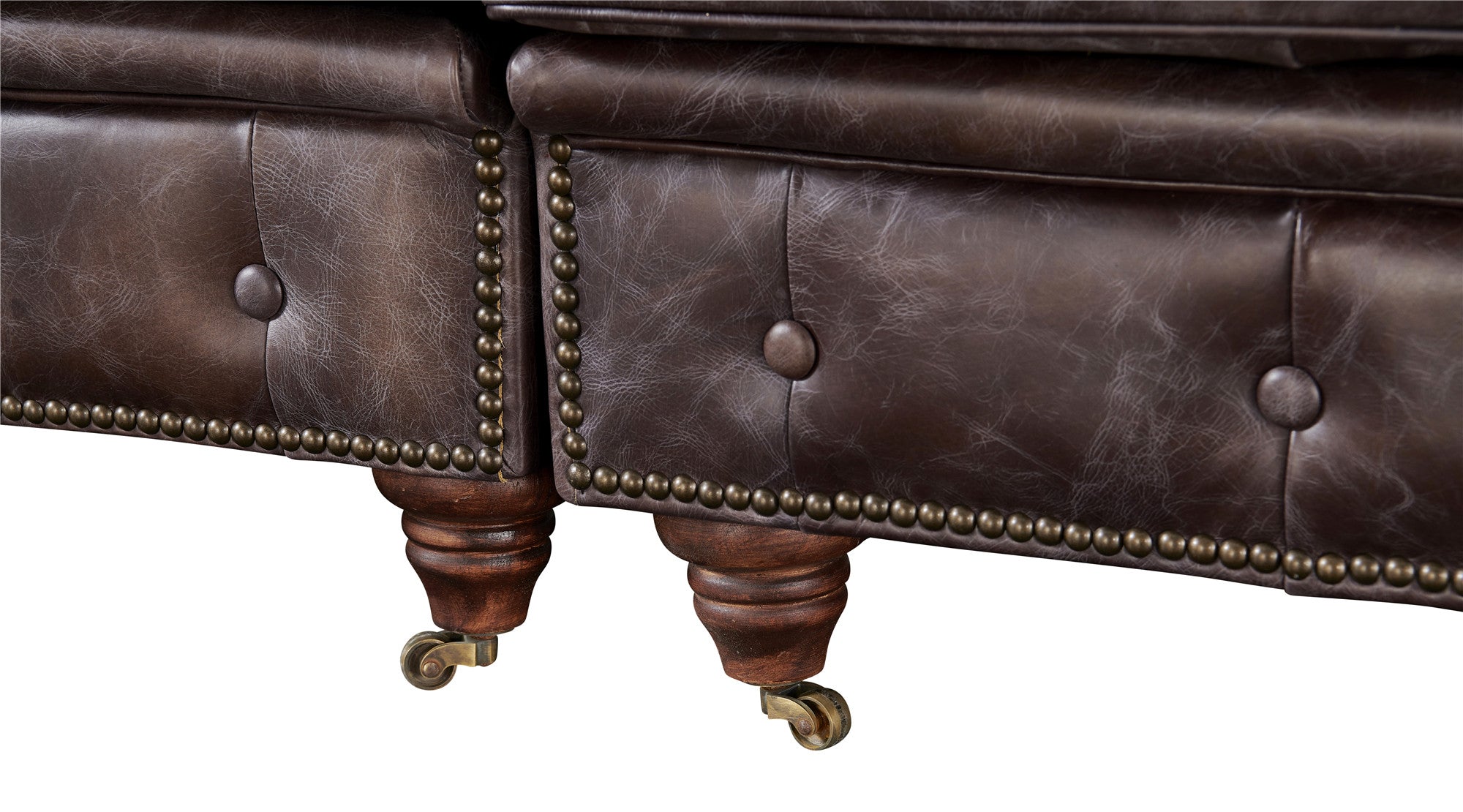 Century Chesterfield Sofa - Dark Brown Leather - 118"