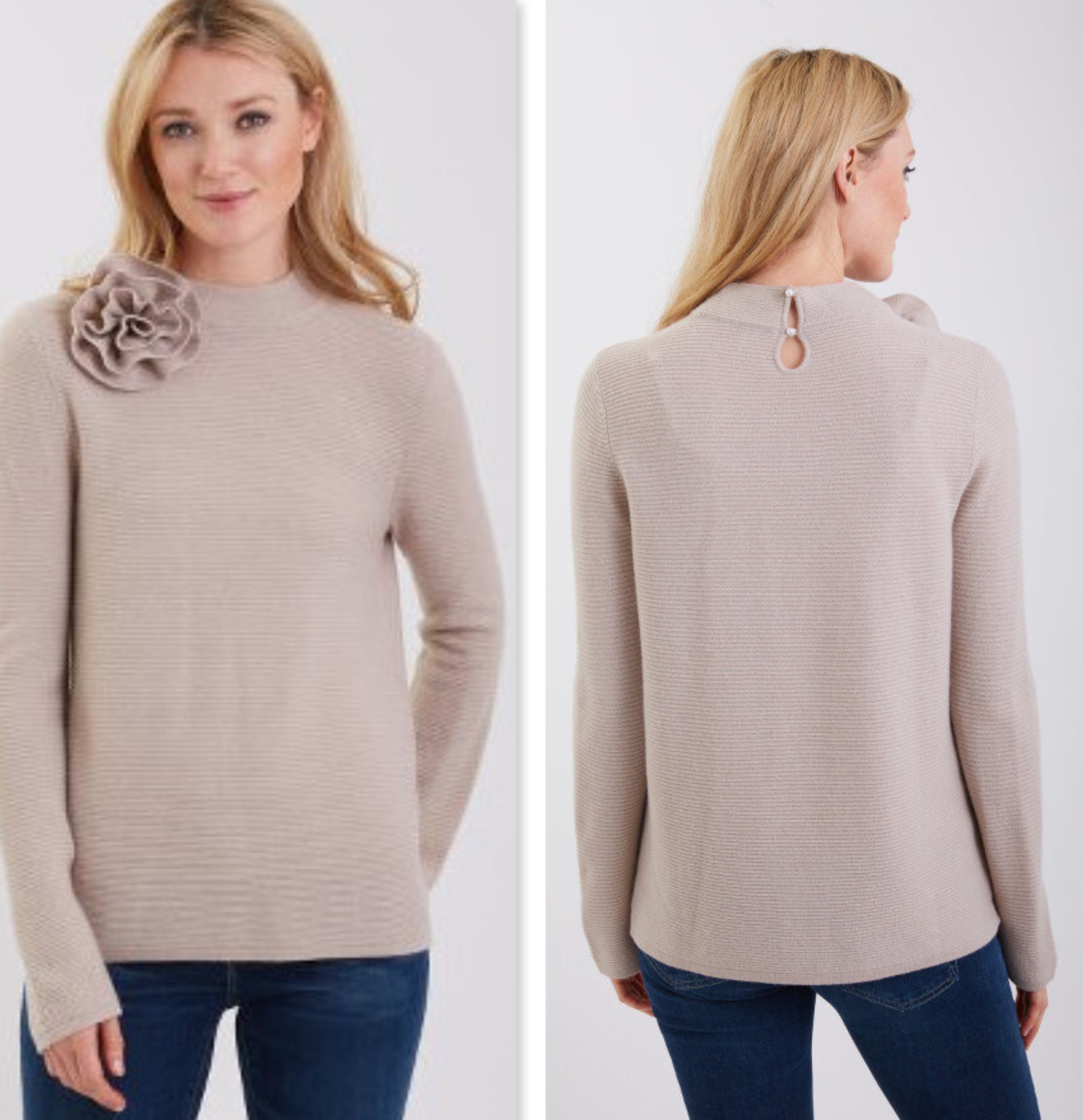 Cashmere Link Stitch Mock Neck #191128