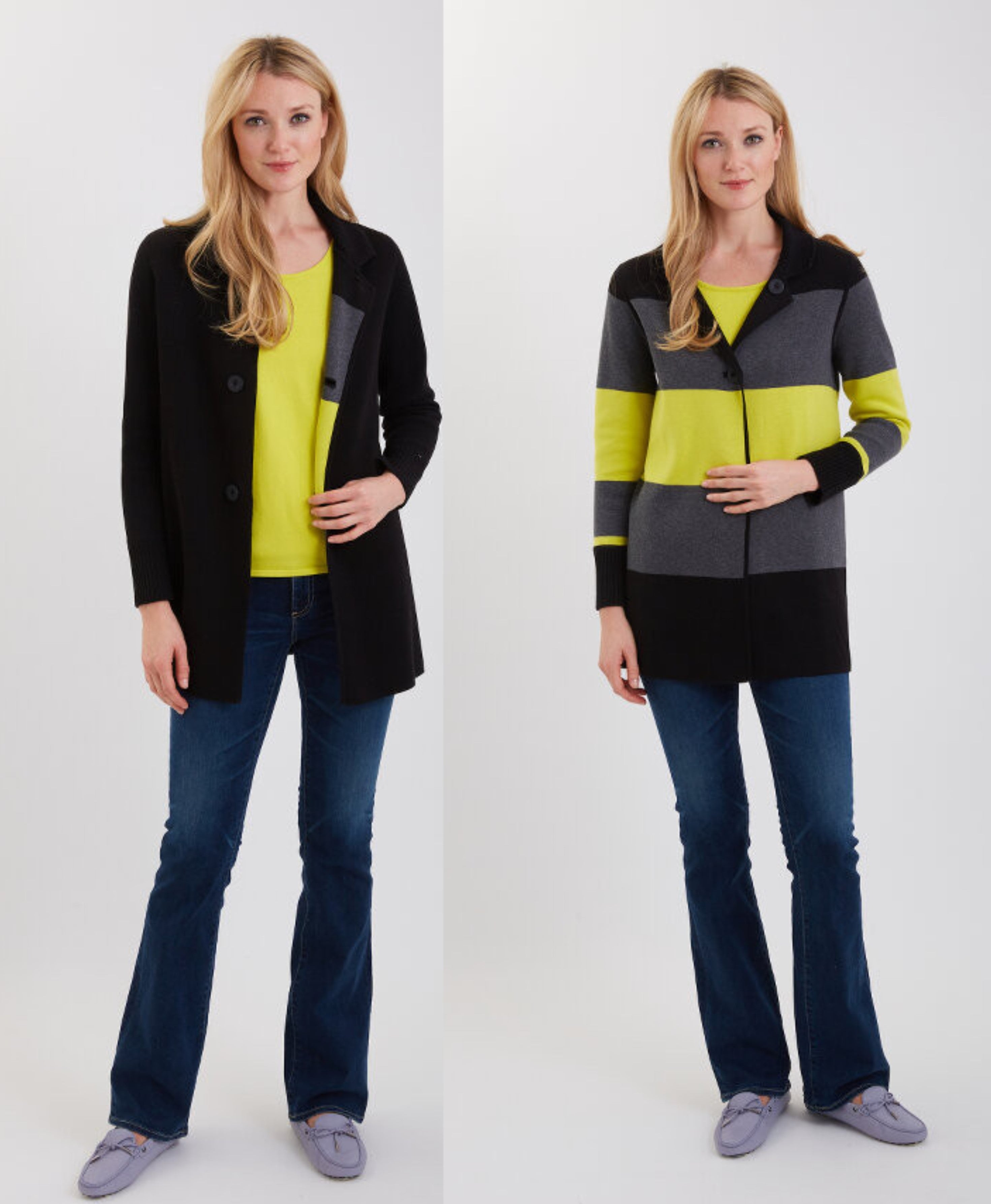 Pima Cotton Ribbed Collar & Cuffs Reversible Coat #191365