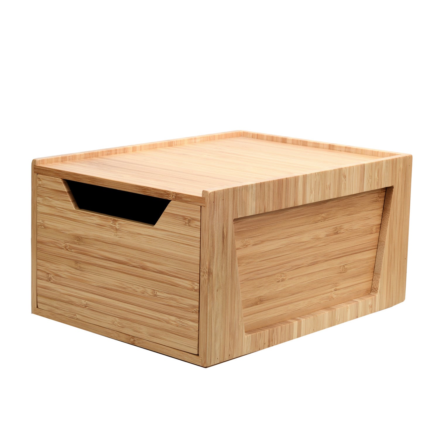 Tall Bamboo Drawer - Stackable Deep Desk Organizer & Kitchen Pantry Storage Caddy
