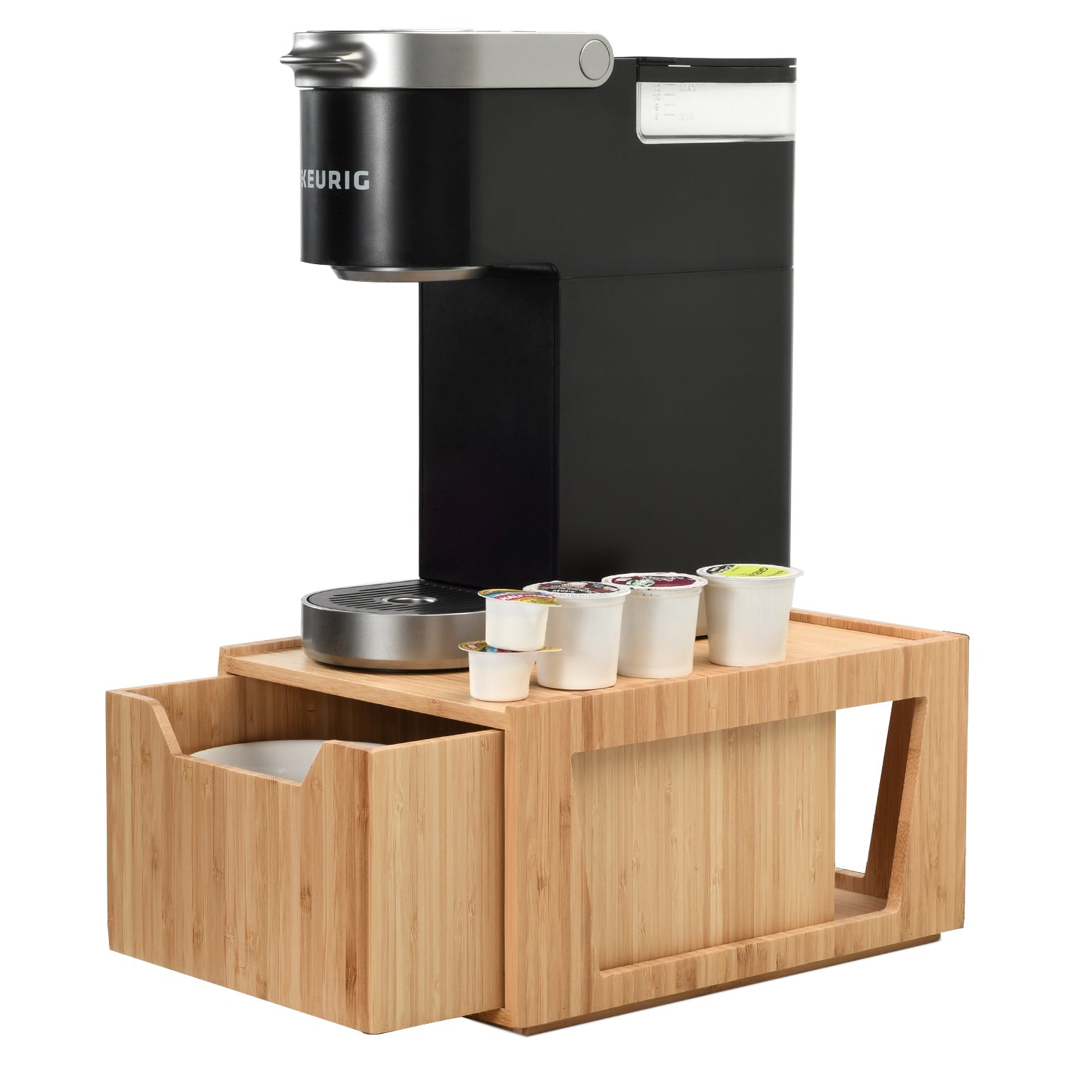 Tall Bamboo Drawer - Stackable Deep Desk Organizer & Kitchen Pantry Storage Caddy
