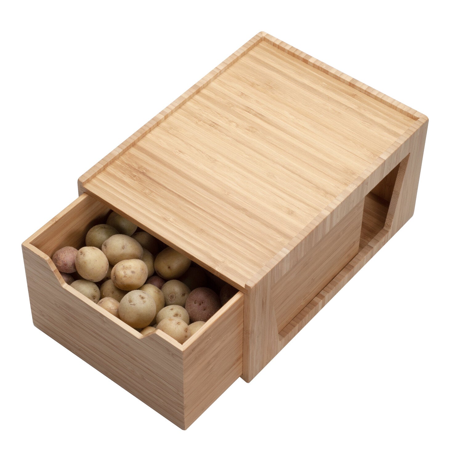 Tall Bamboo Drawer - Stackable Deep Desk Organizer & Kitchen Pantry Storage Caddy