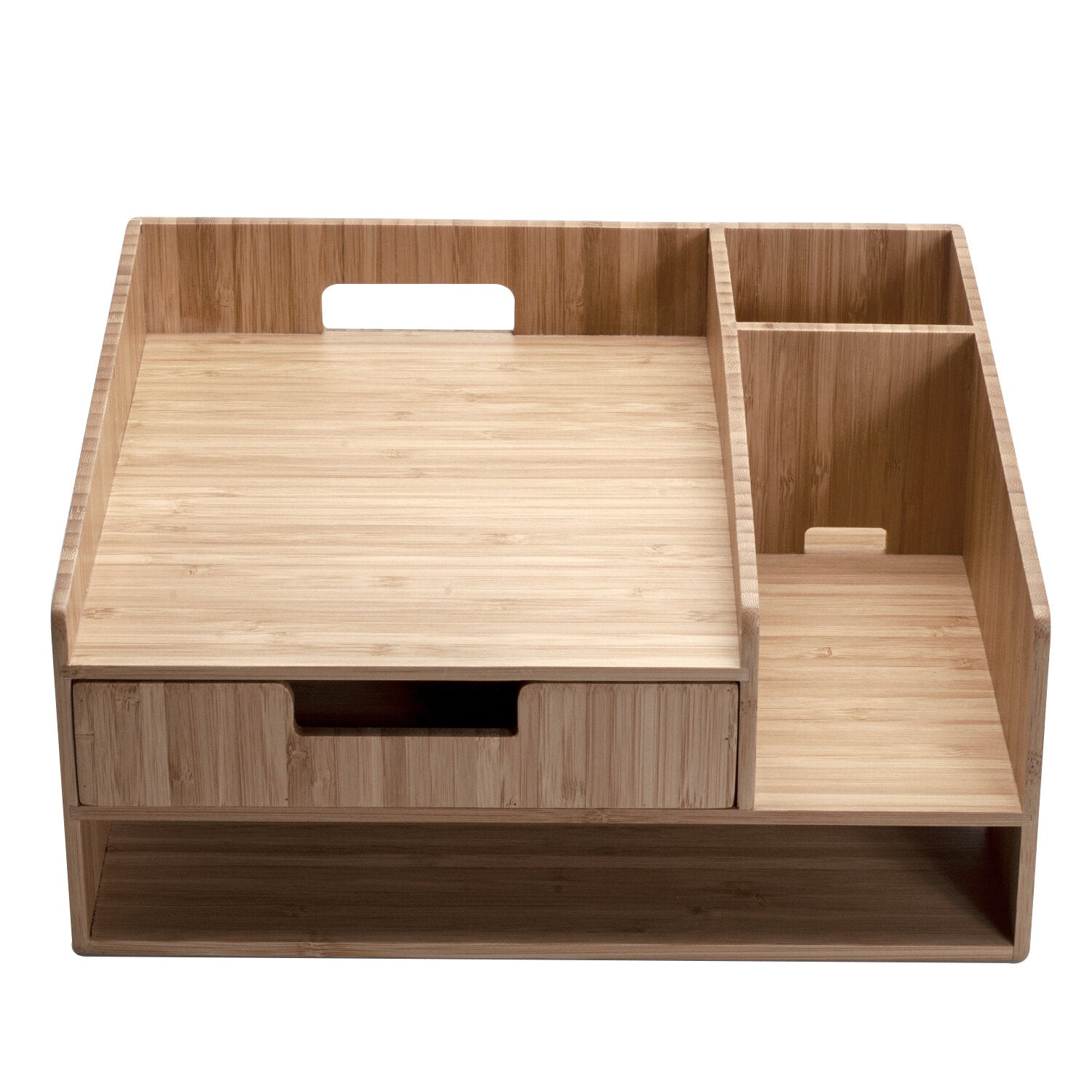 Bamboo Executive Telephone Stand & Desktop Command Center | Multi-Functional Office Organizer with Storage Drawer