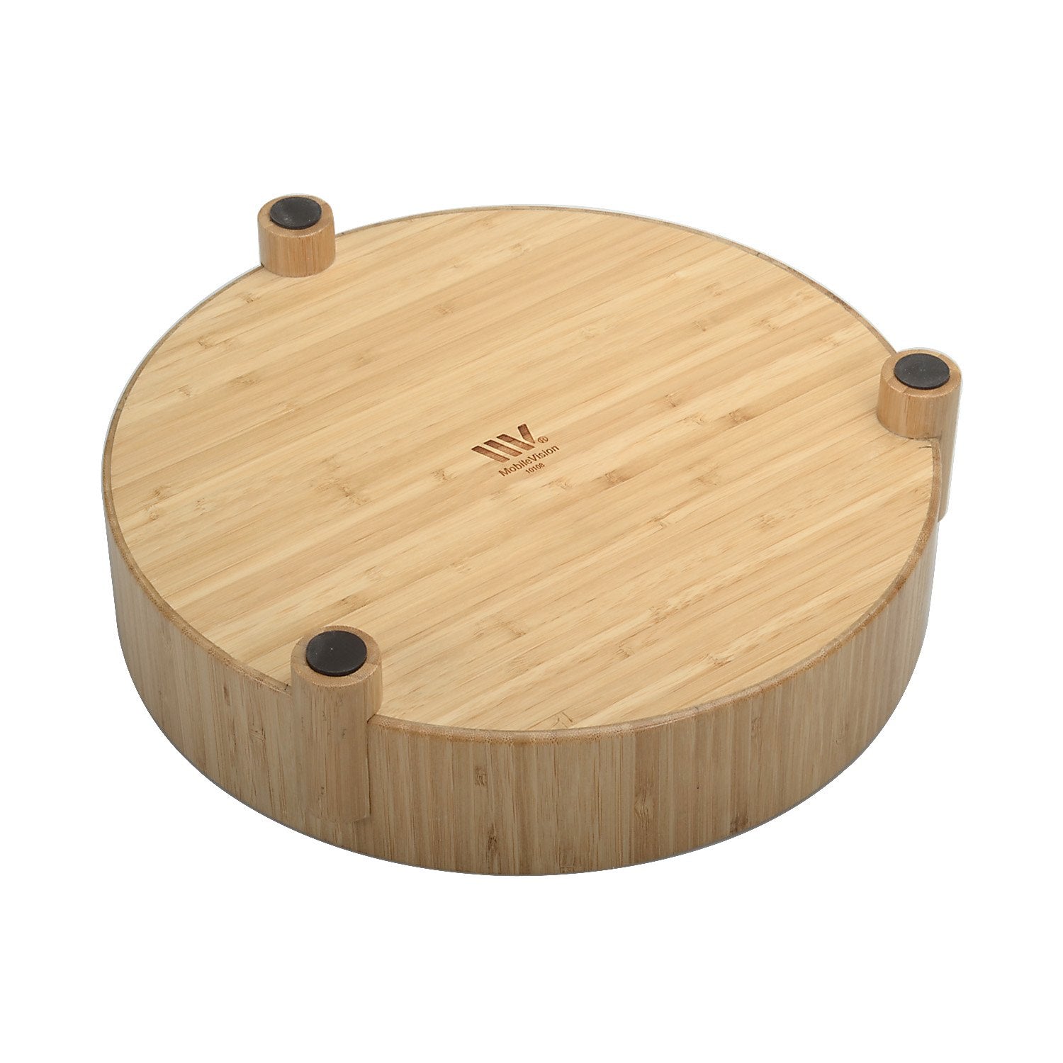 Bamboo Serving Tray & Appetizer Platter - Round Wood Snack Dish for Chips and Dip, Veggies, and Charcuterie