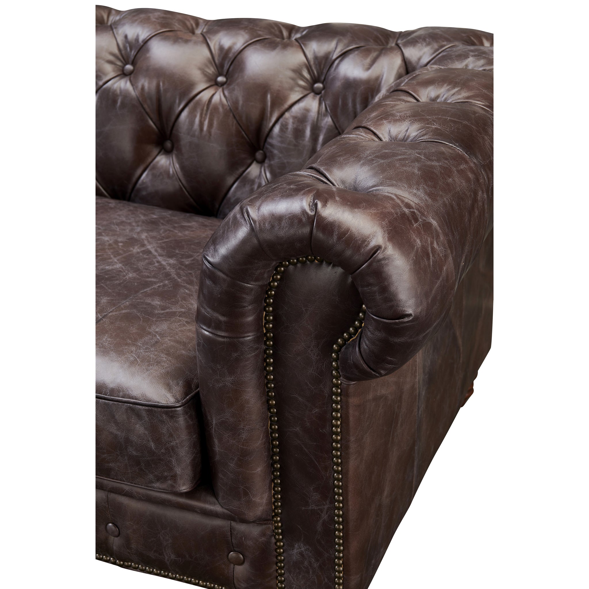 Century Chesterfield Sofa - Dark Brown Leather - 118"