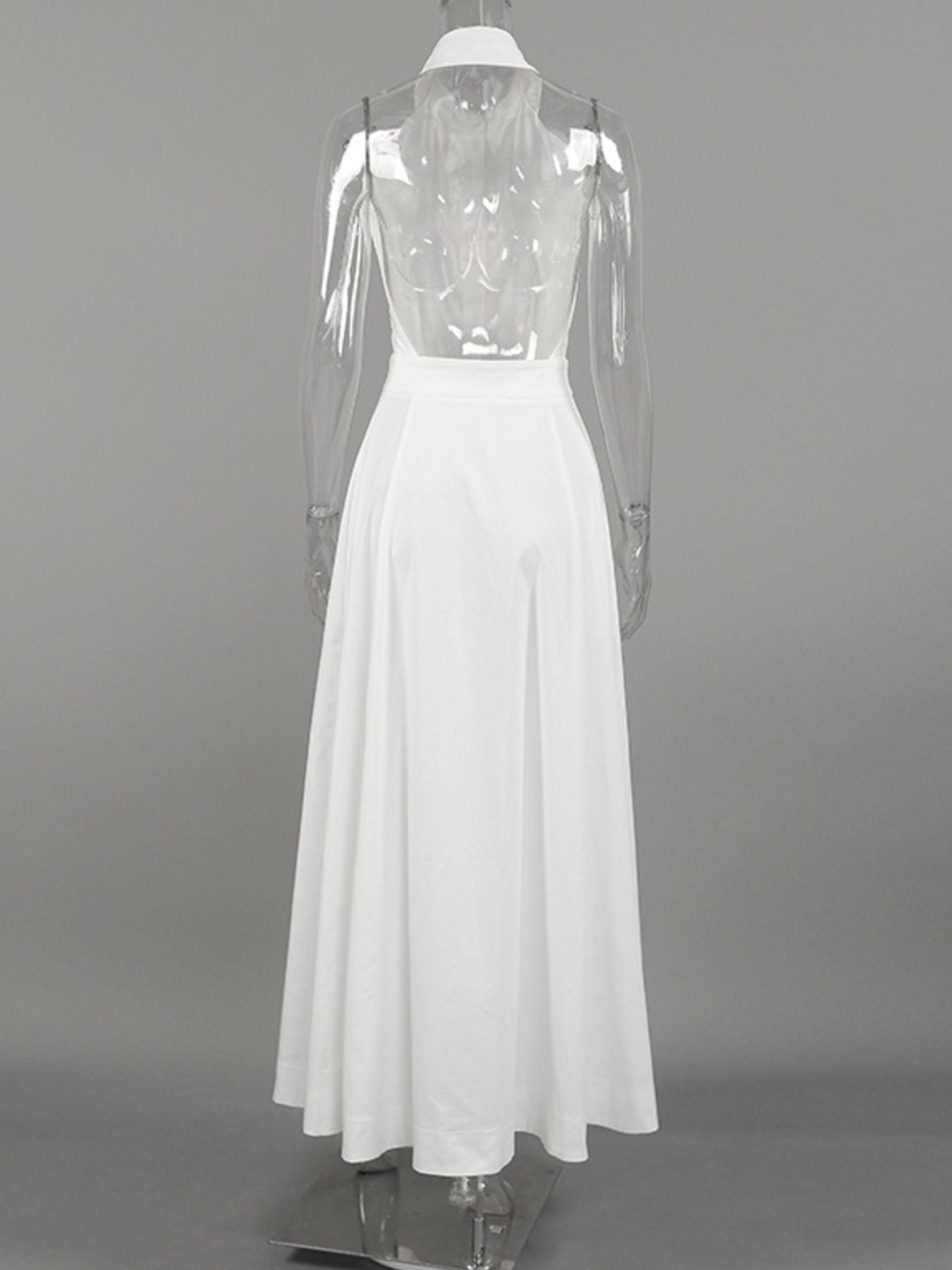 Backless Sleeveless Button Front Maxi Dress