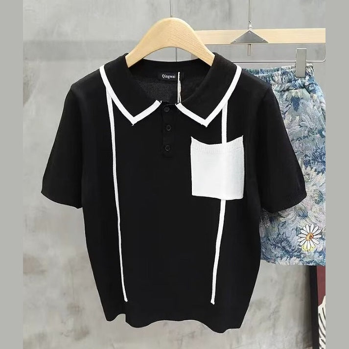 Men's summer T-shirt with collar and short sleeved polo shirt