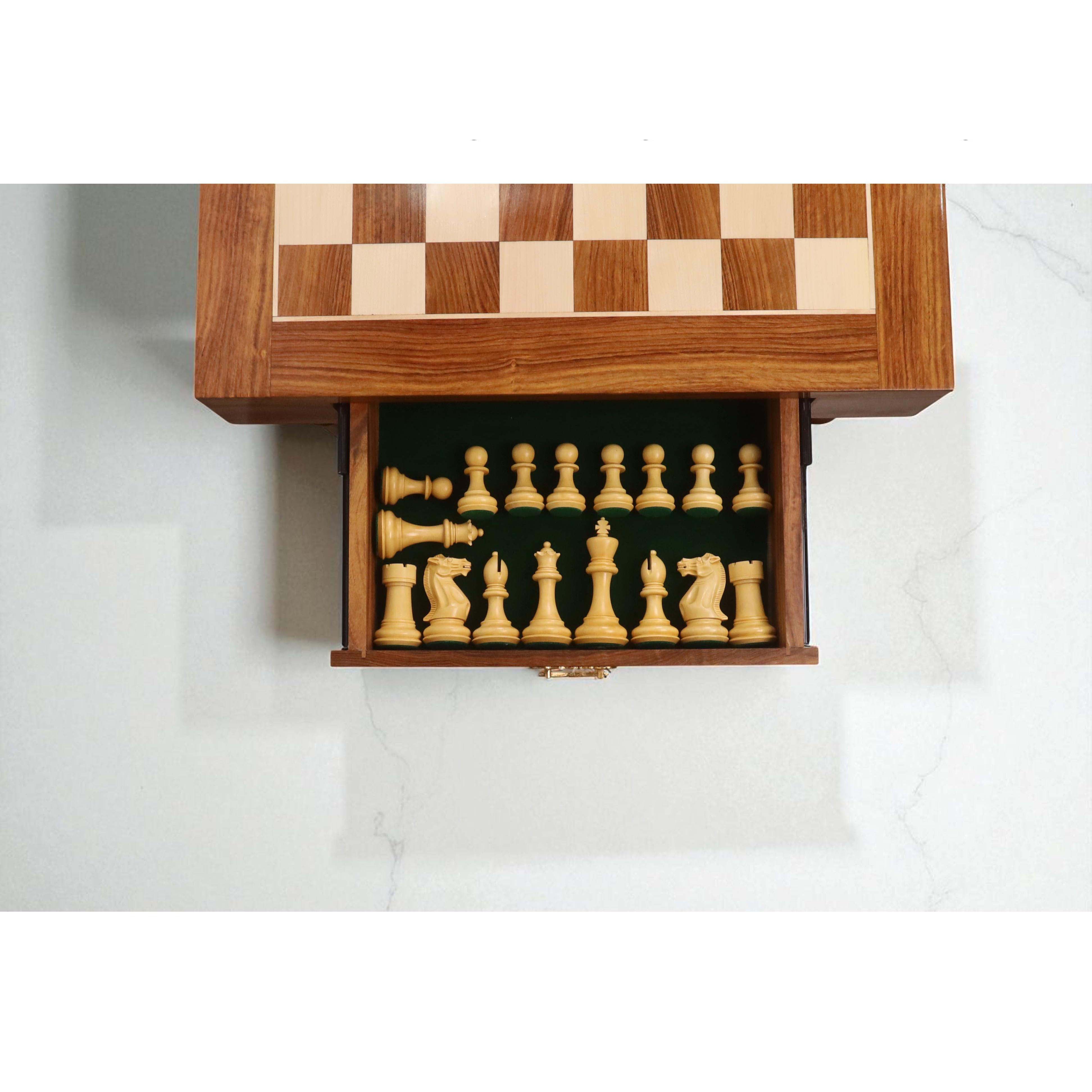23" Tournament Chess Board Table with 4.1" Pro Staunton Weighted Wooden Chess Pieces - Golden Rosewood and Boxwood