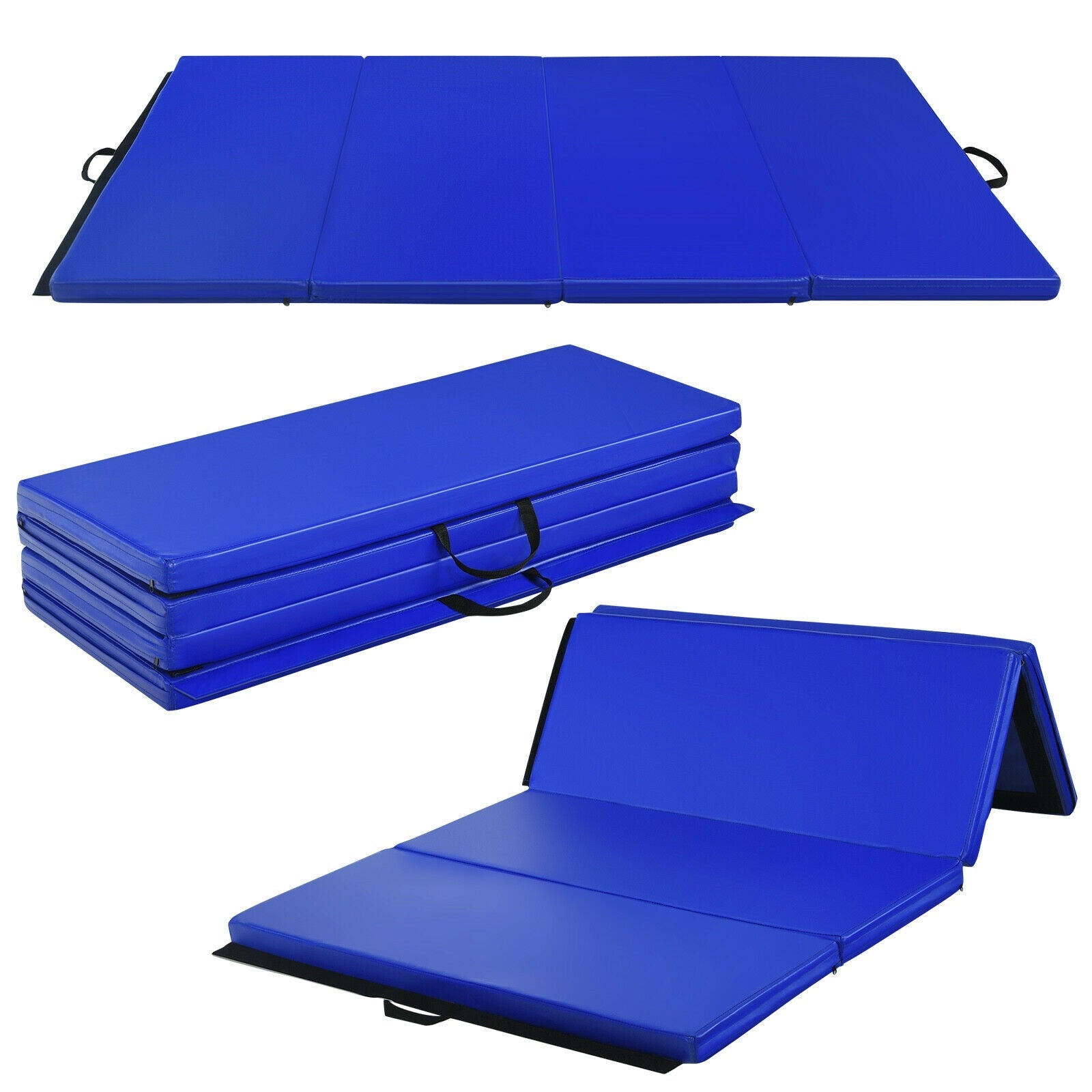 Gymnastics PU Mat Thick Folding Panel Gym Fitness Exercise-Navy