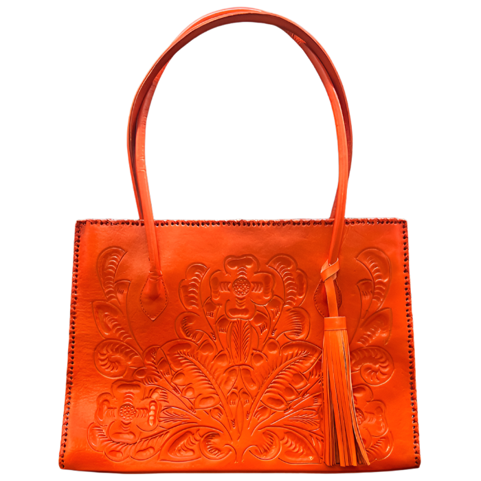 The Amy| Hand-Tooled Leather Tote Bag