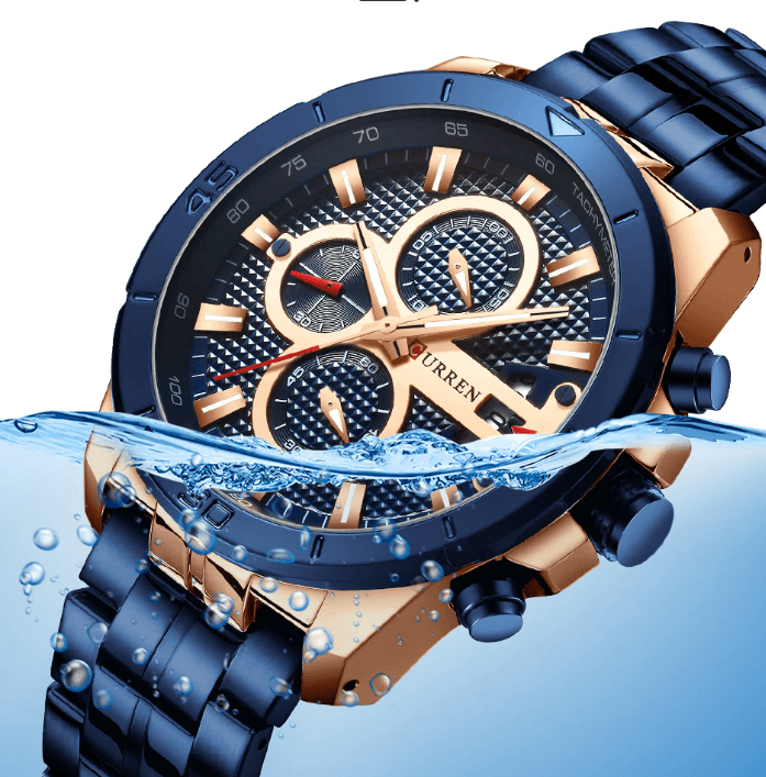 Men's Waterproof Watch With Chronometers Day View And Fluorescent Hands Unique Luxury Design Perfect Gift