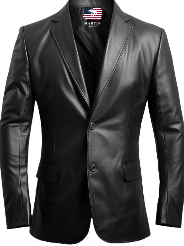 Men Black Biker Leather Blazer – Leather Coats for Men