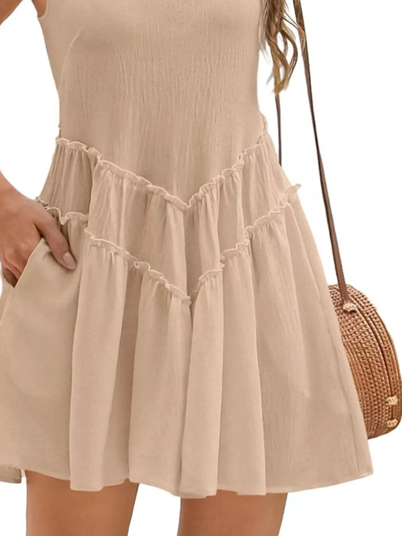 Round Neck Sleeveless Mini Dress