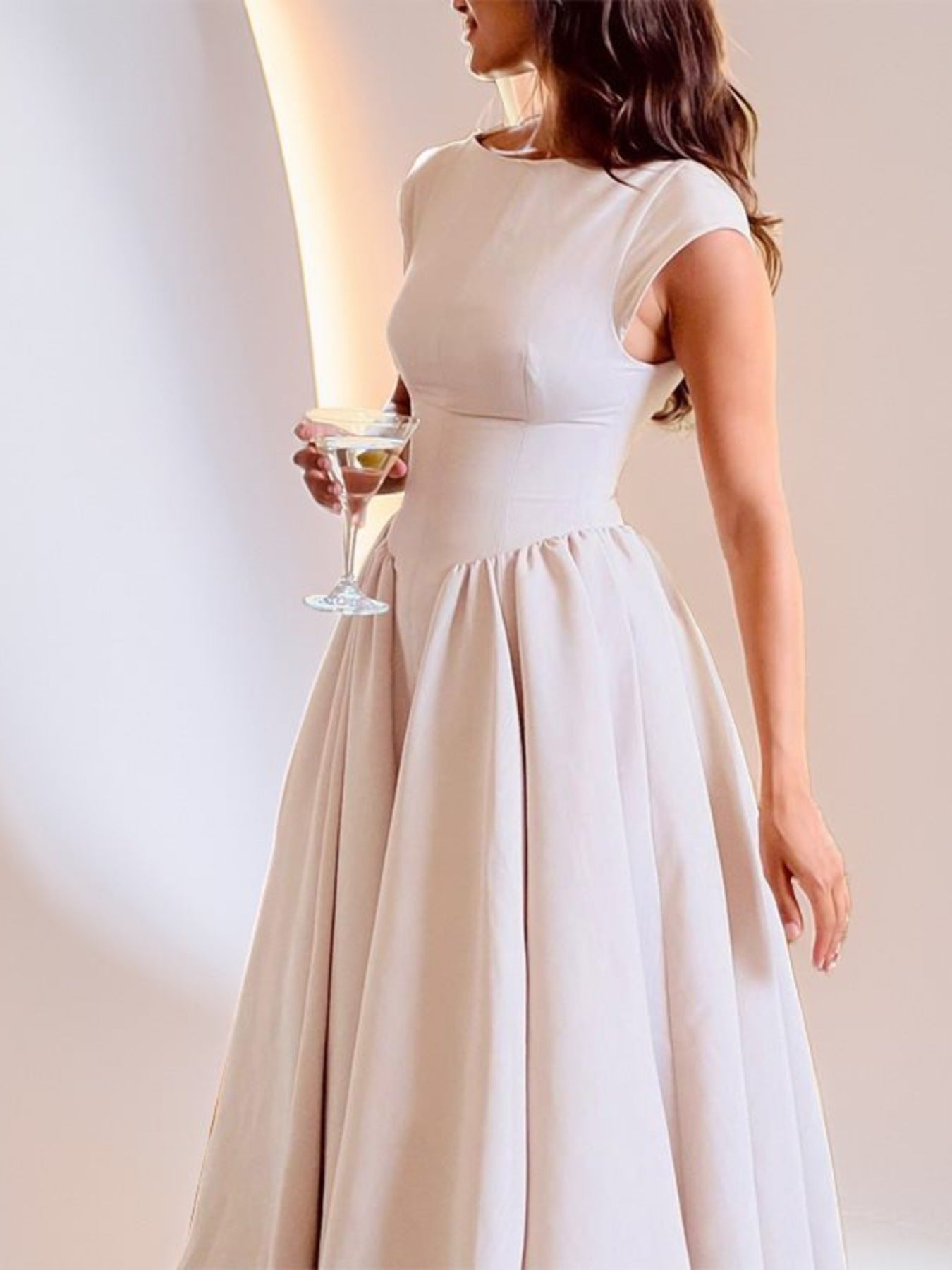 Full Size Cap Sleeve A-Line Midi Dress Plus Size