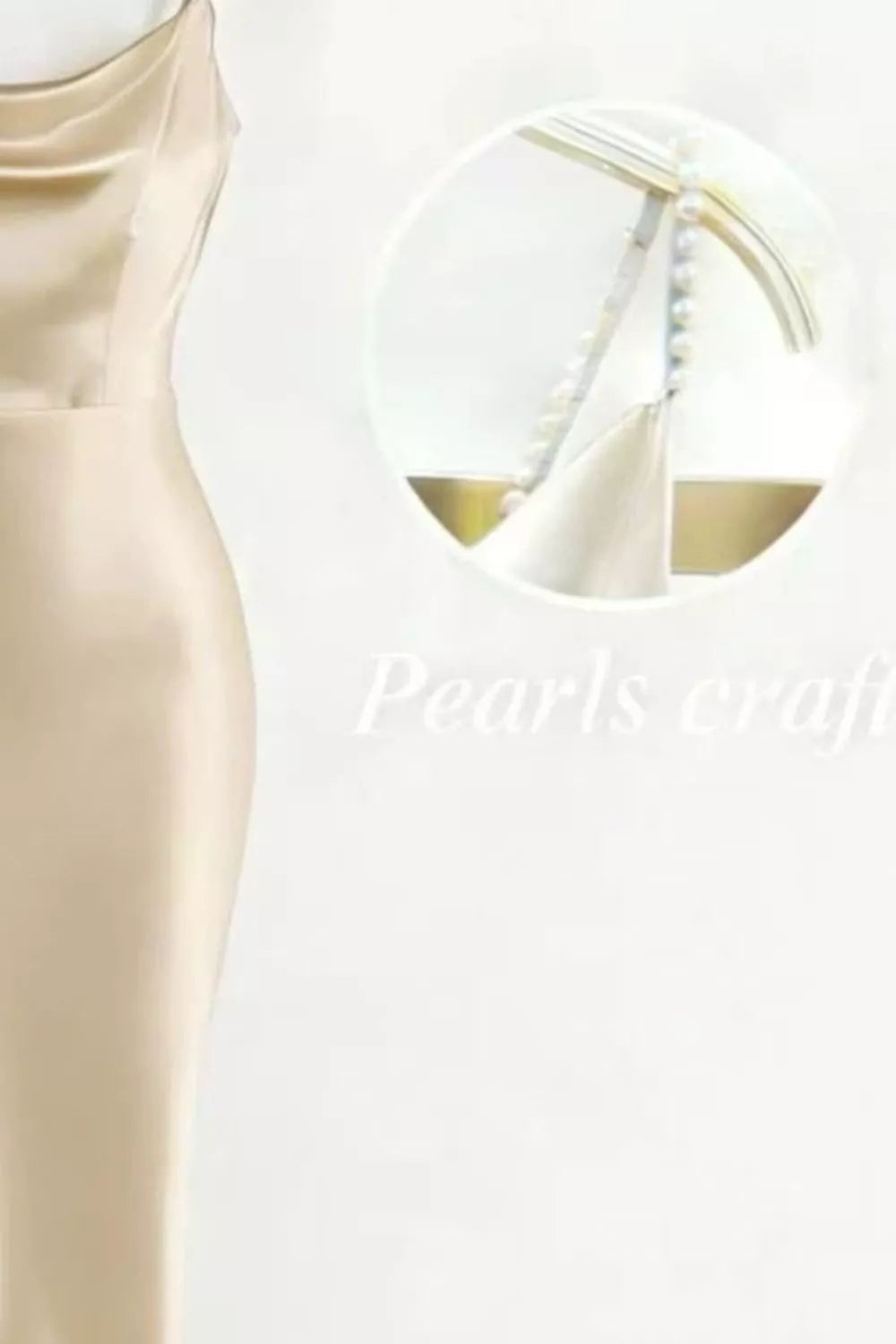 Pearl Strap Cowl Neck Satin Maxi Dress