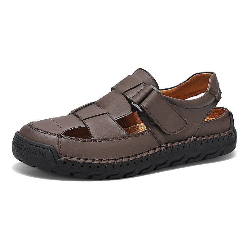 Mens Sandals Summer Full-grain Leather