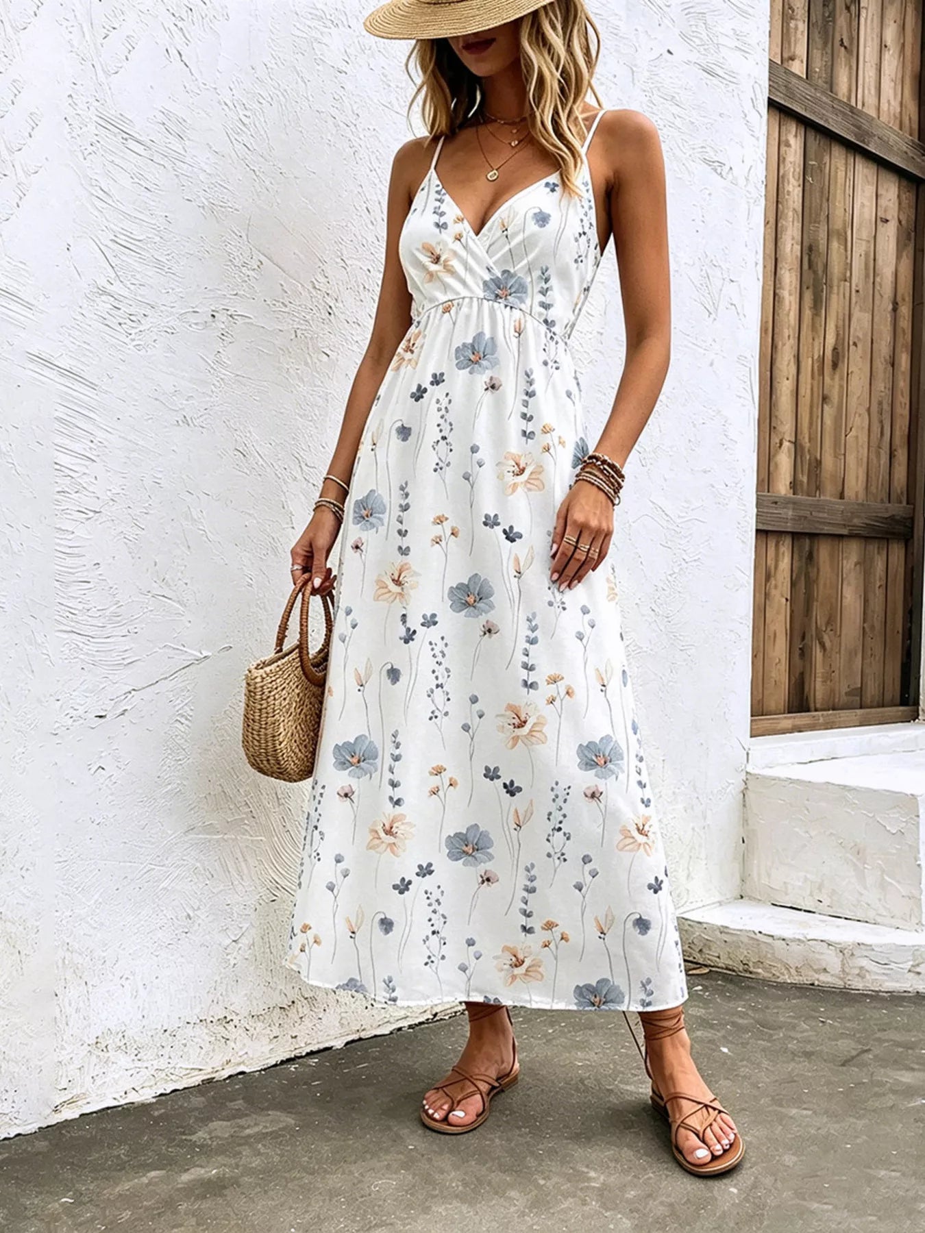 Floral Print Spaghetti Strap Midi Dress