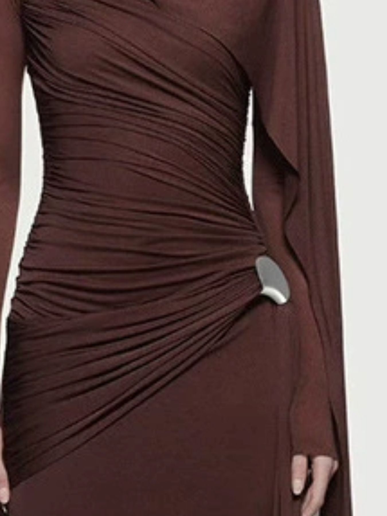 Ruched Draped Long Sleeve Maxi Dress