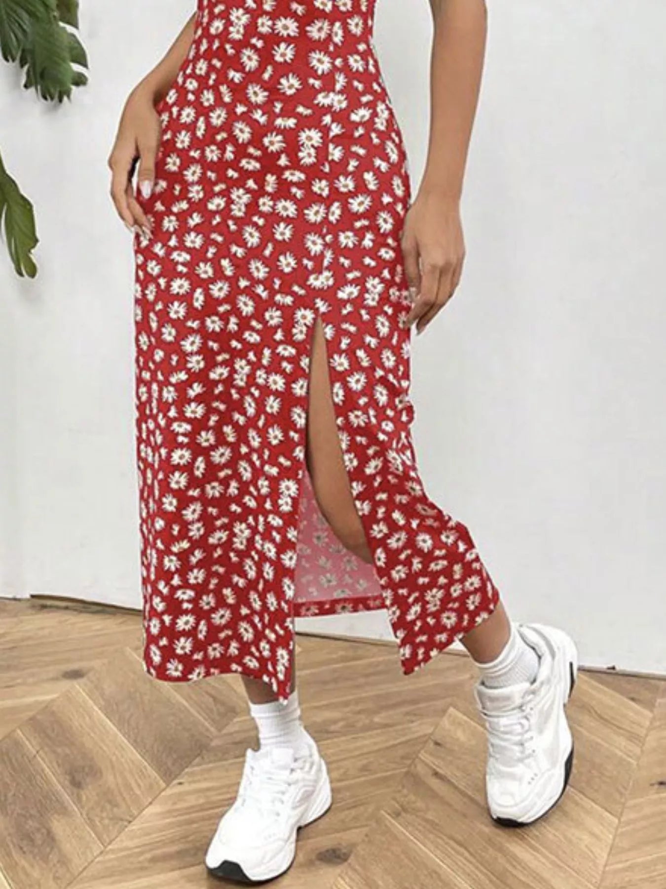 Slit Spaghetti Strap Midi Dress