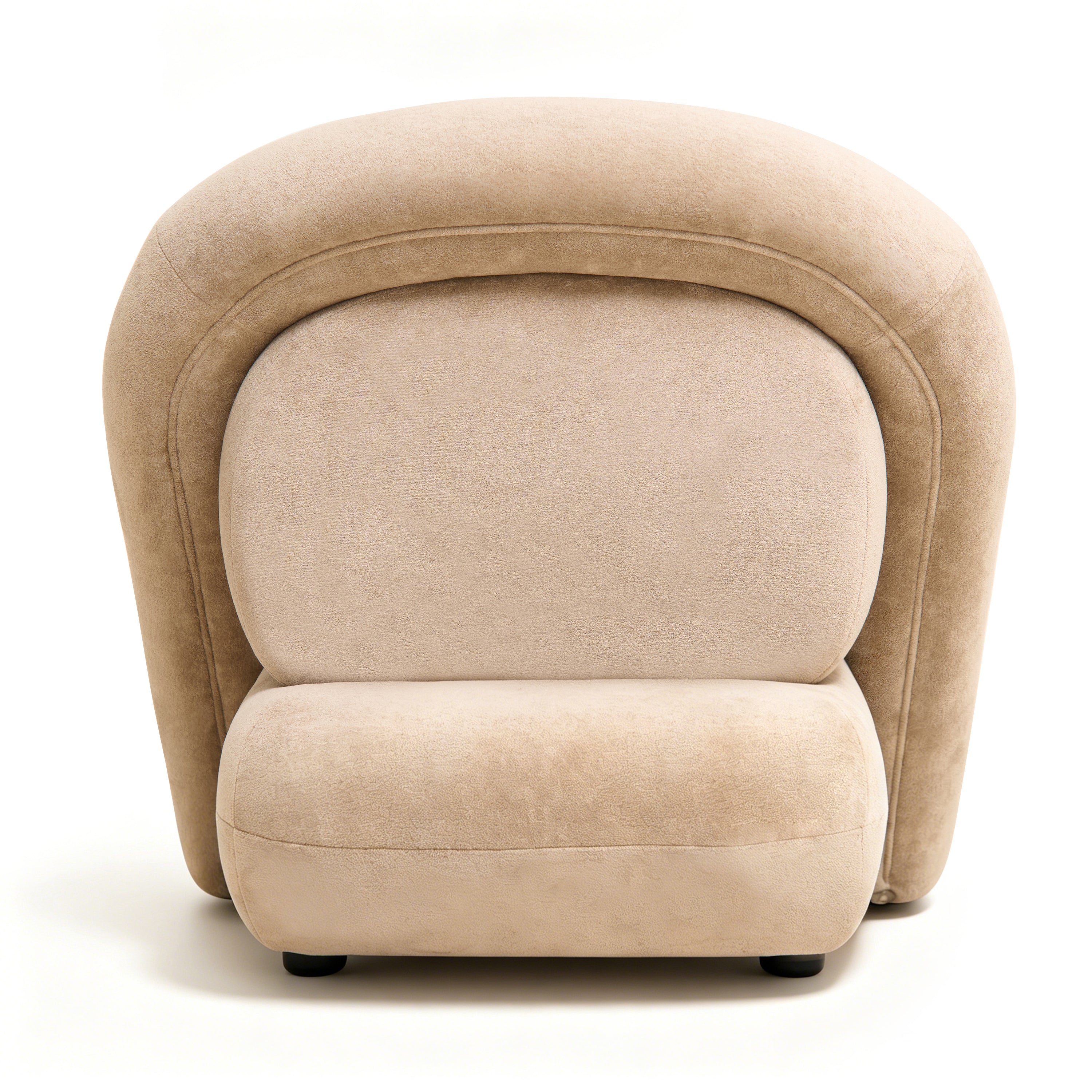 Lounge Chair in Dark Beige Velvet