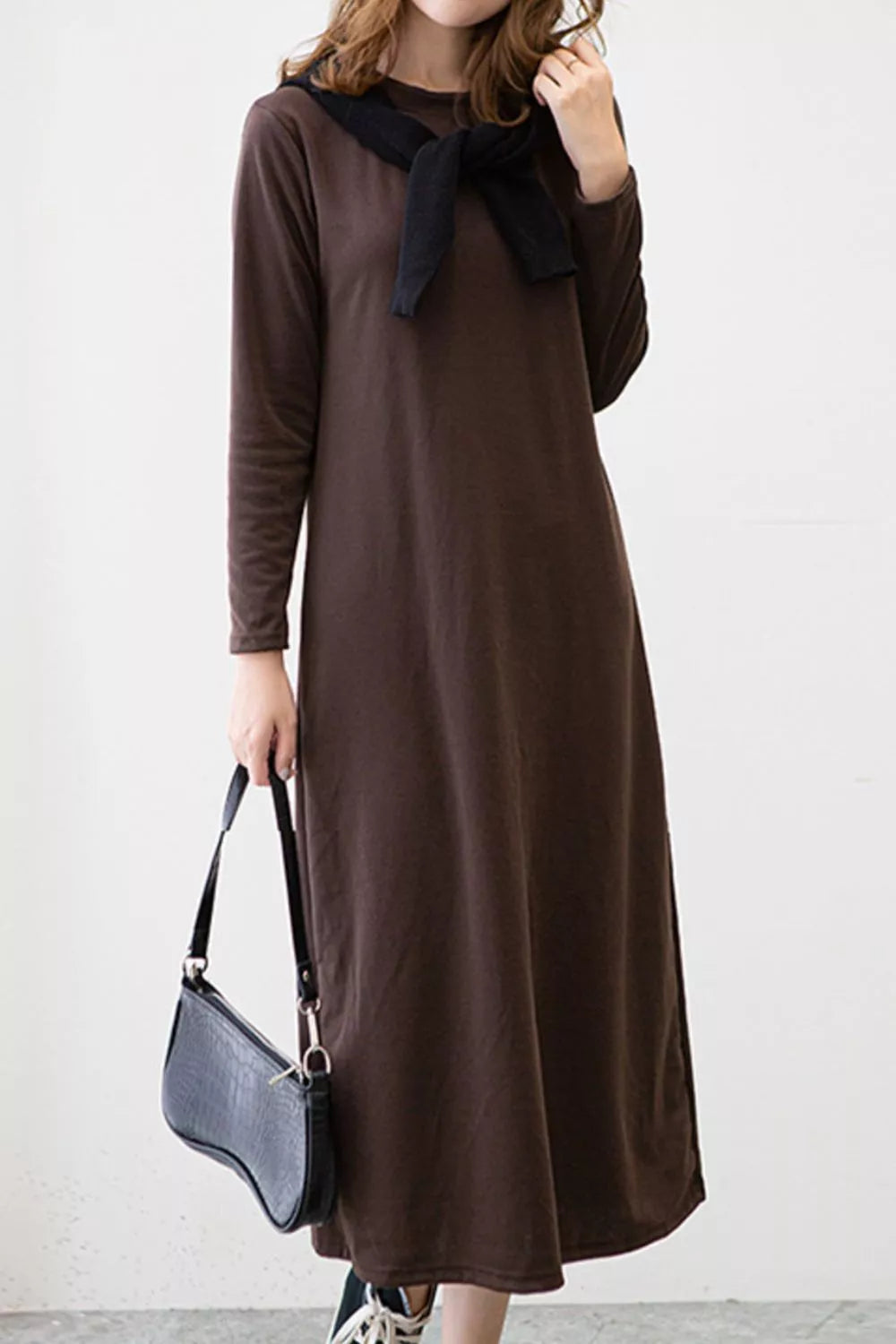 Casual Long Sleeve Midi Dress