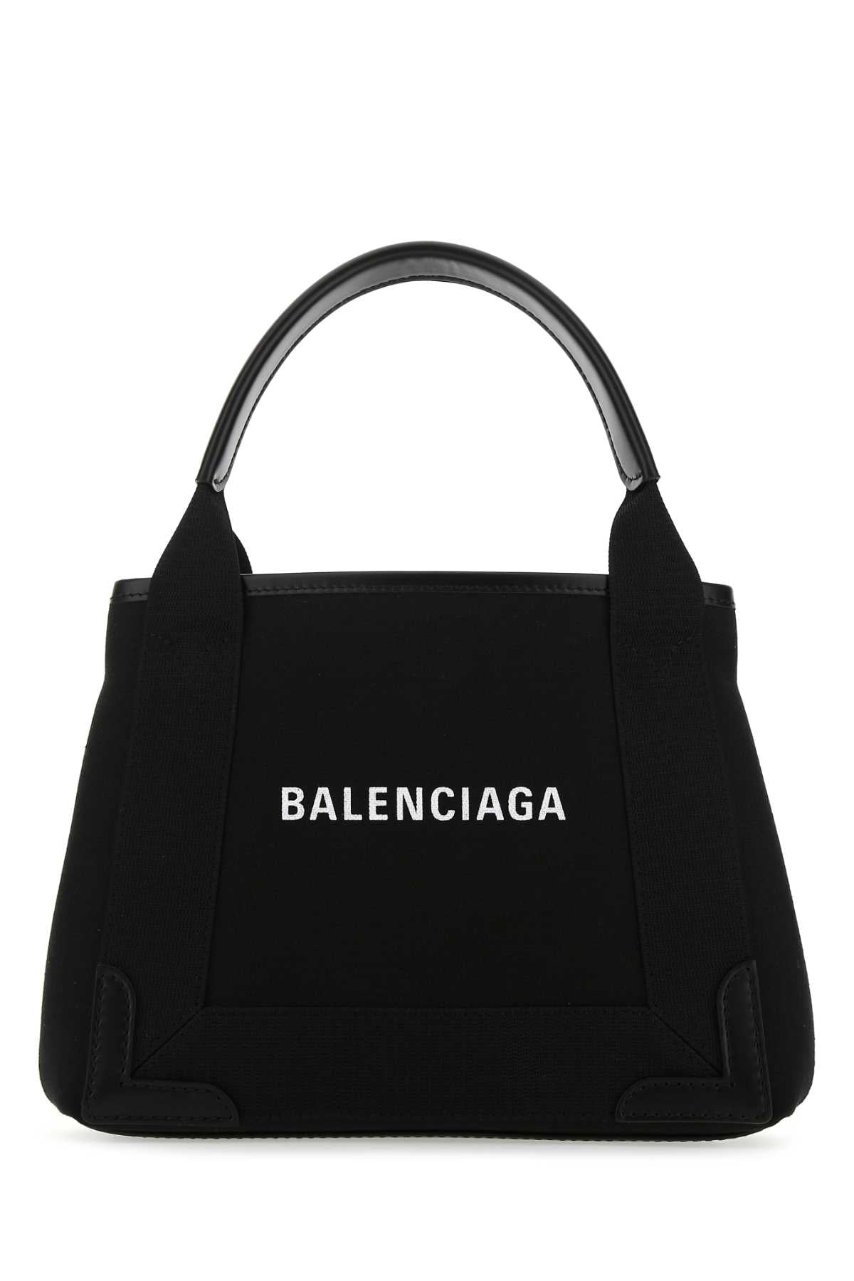 Balenciaga Women Black Canvas Cabas Navy Xs Handbag