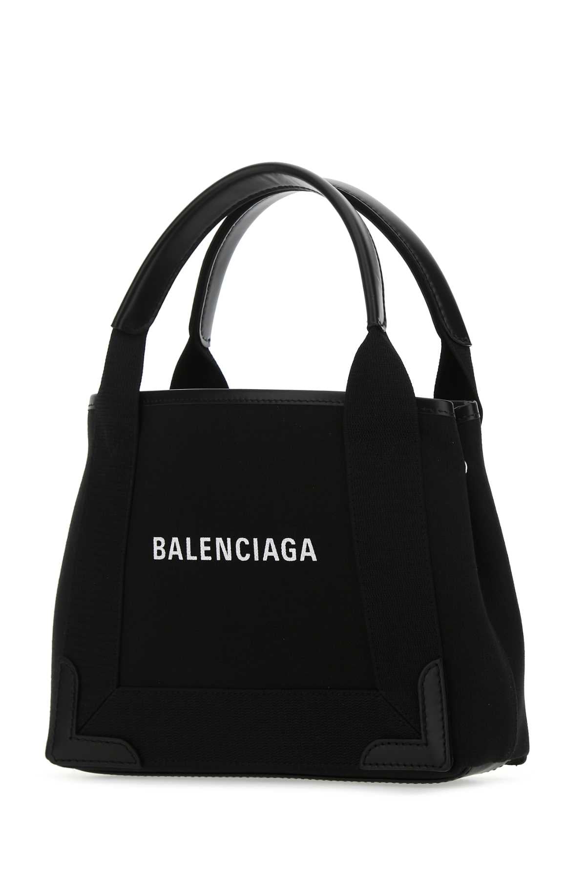 Balenciaga Women Black Canvas Cabas Navy Xs Handbag